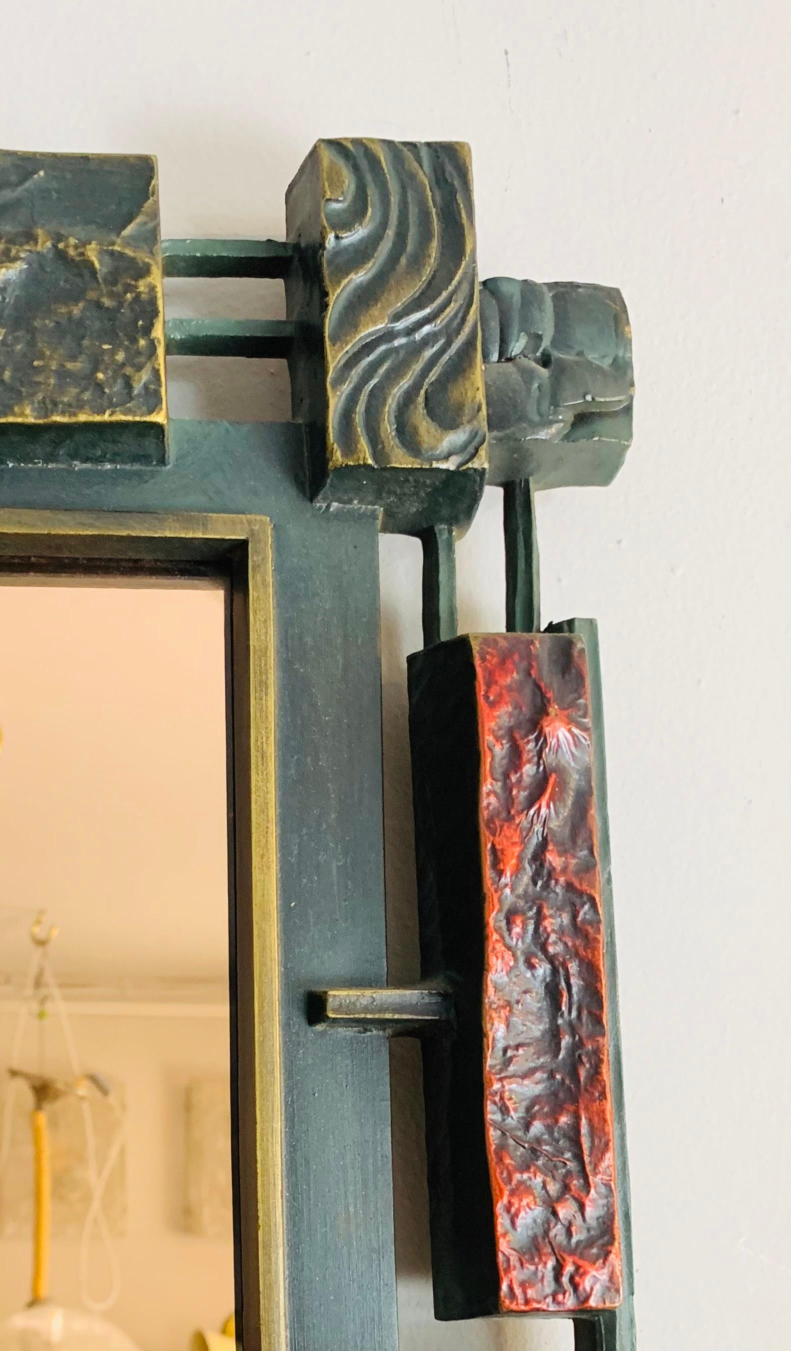 1970s, Brutalist American Syroco Multi Coloured Resin Bronzed Mirrored Glass 13