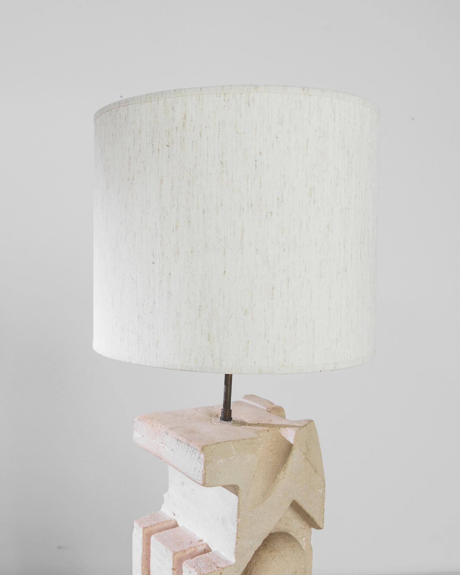1970s Brutalist Belgian Stone Table Lamp In Good Condition In High Point, NC