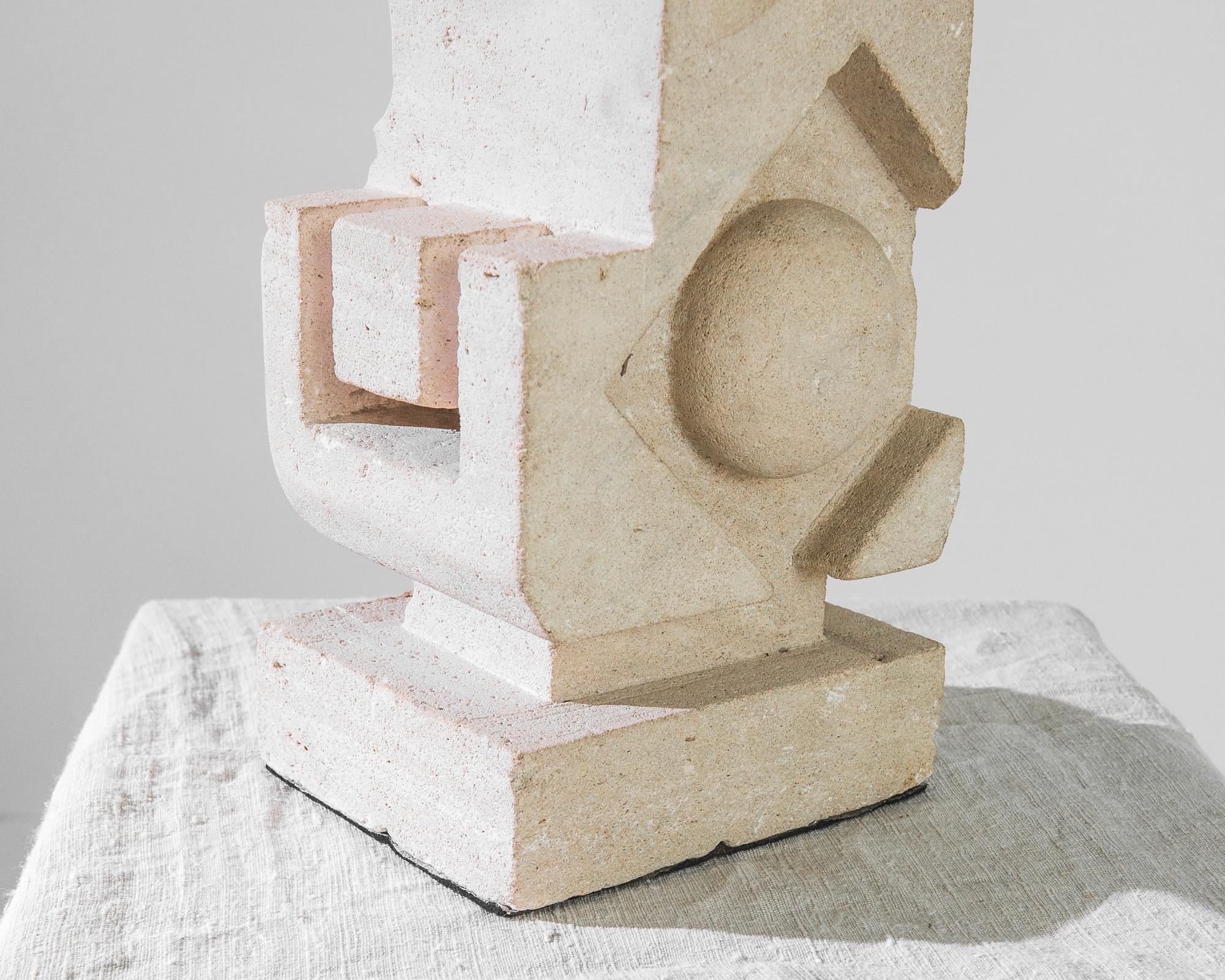 Late 20th Century 1970s Brutalist Belgian Stone Table Lamp