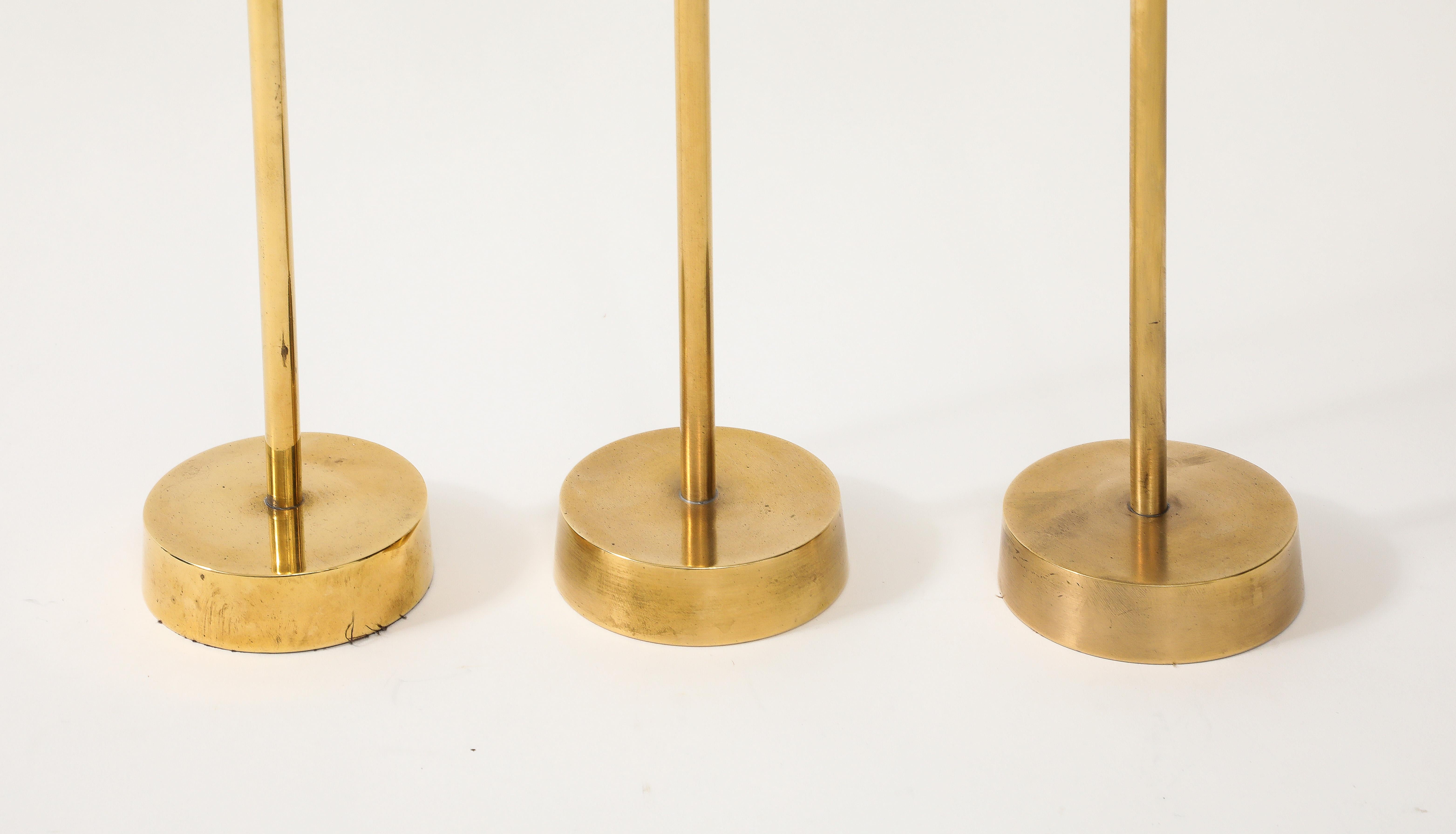 1970's Brutalist Brass Candle Holders Set Of 3 For Sale 3