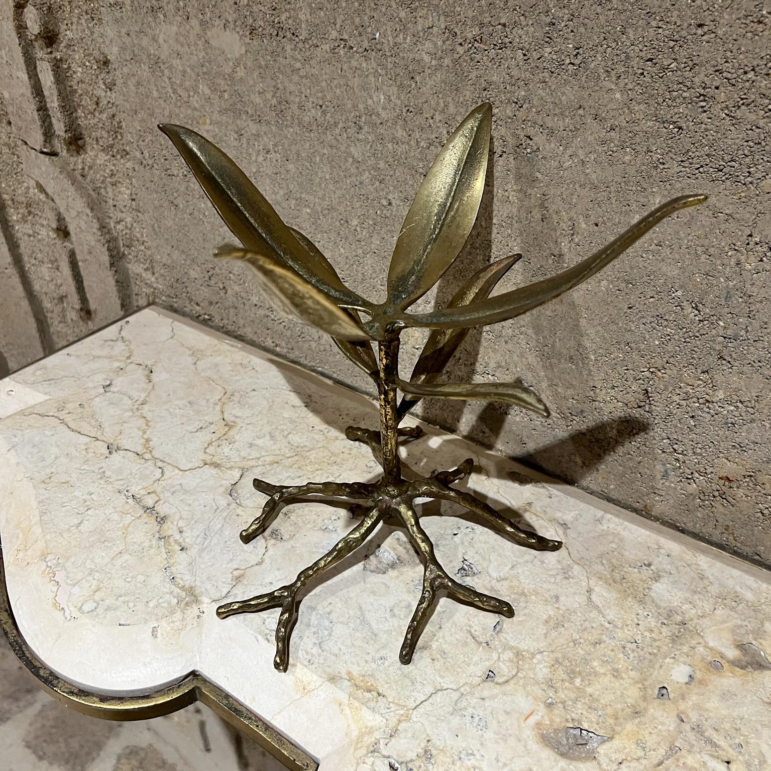 20th Century 1970s Brutalist Brass Gold Leaf Plant Stand For Sale
