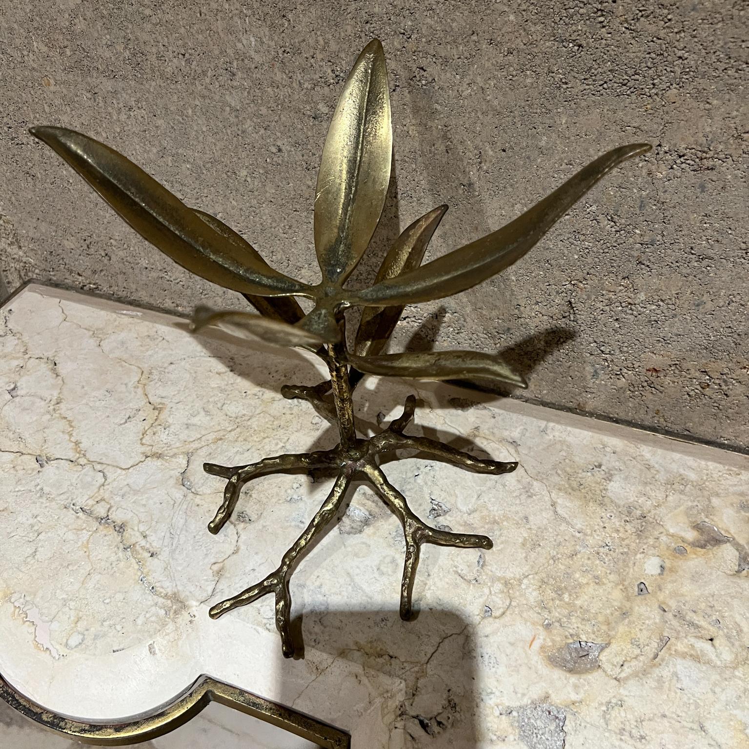 1970s Brutalist Brass Gold Leaf Plant Stand For Sale 1
