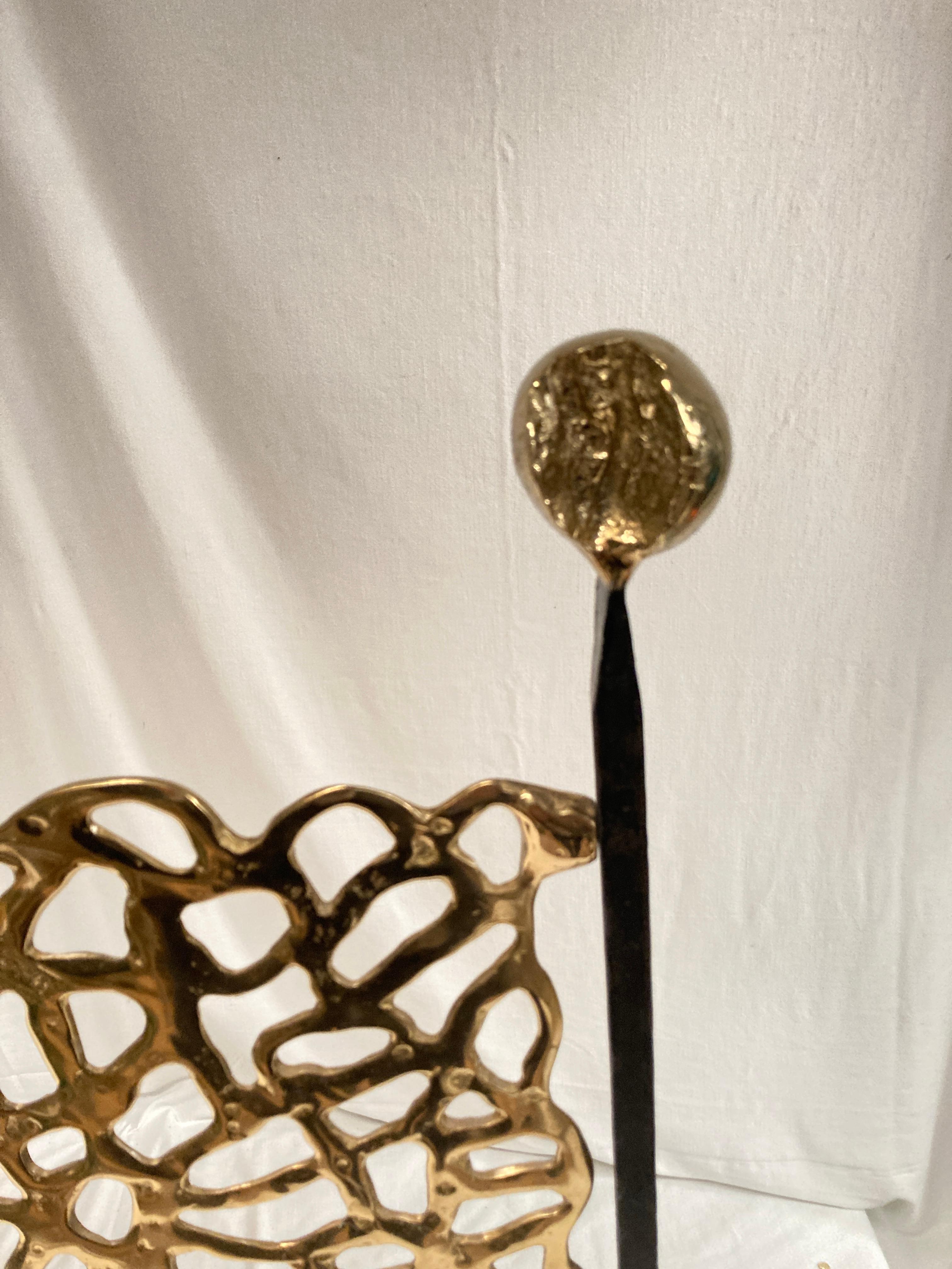 Spanish 1970's Brutalist bronze fire screen by David Marshall