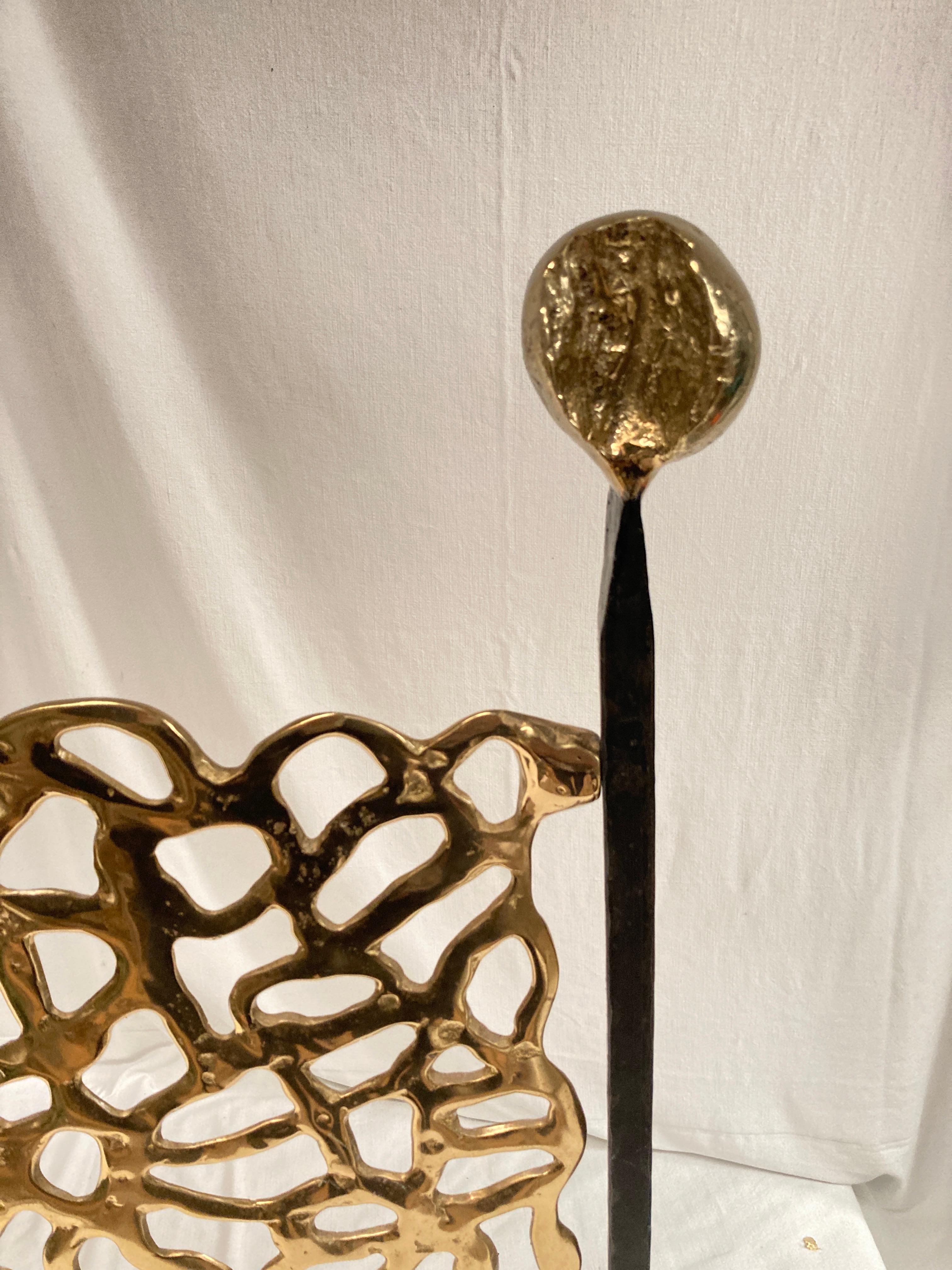 Late 20th Century 1970's Brutalist bronze fire screen by David Marshall
