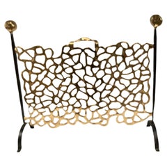 1970's Brutalist bronze fire screen by David Marshall