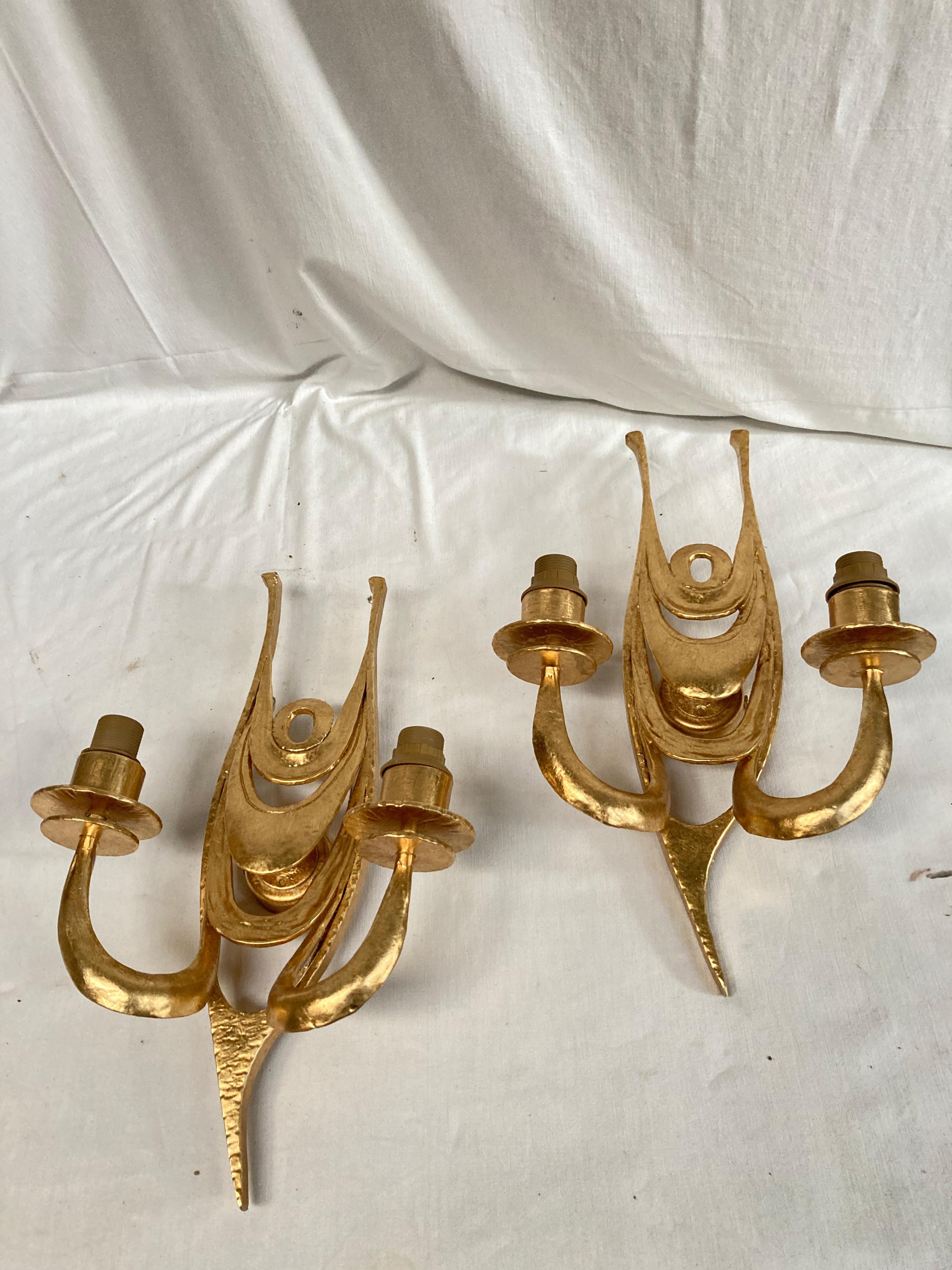 1970's brutalist bronze sconces
France