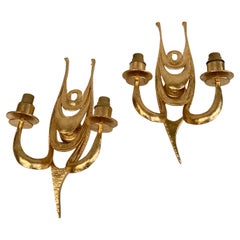 1970's brutalist bronze sconces
