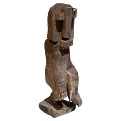 Vintage 1970s Brutalist Carved Wood Sculpture