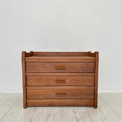 1970s Brutalist Chest of Drawers in Solid Washed Oak by de Puydt, around 1974