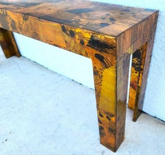 1970s Brutalist Copper Patchwork Console Table, Style of Paul Evans