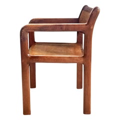 Fauteuil d'appoint postmoderne en bois massif de style brutaliste Daumiller des années 1970