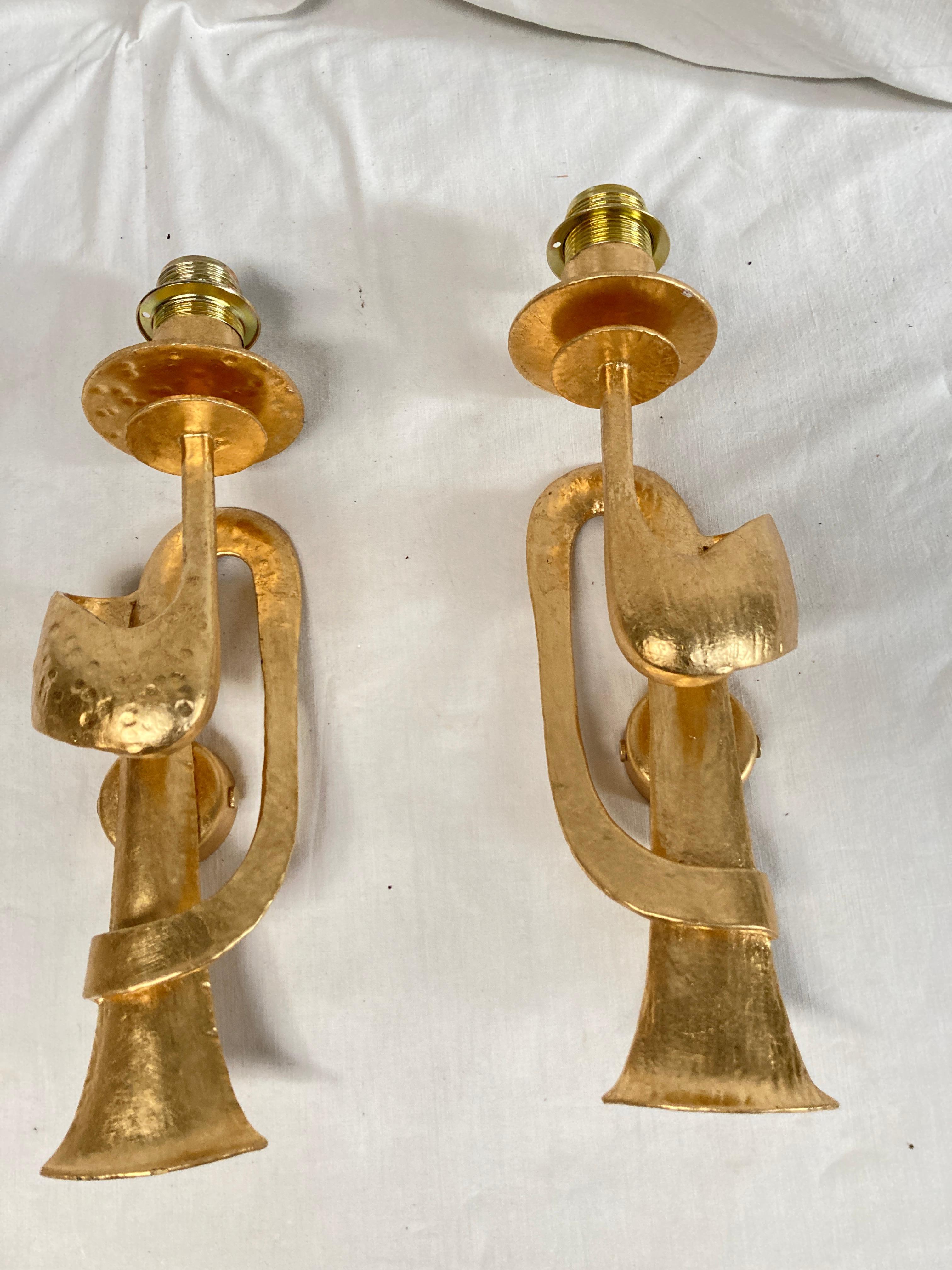 1970's Gilt metal sconces 
Made in France
