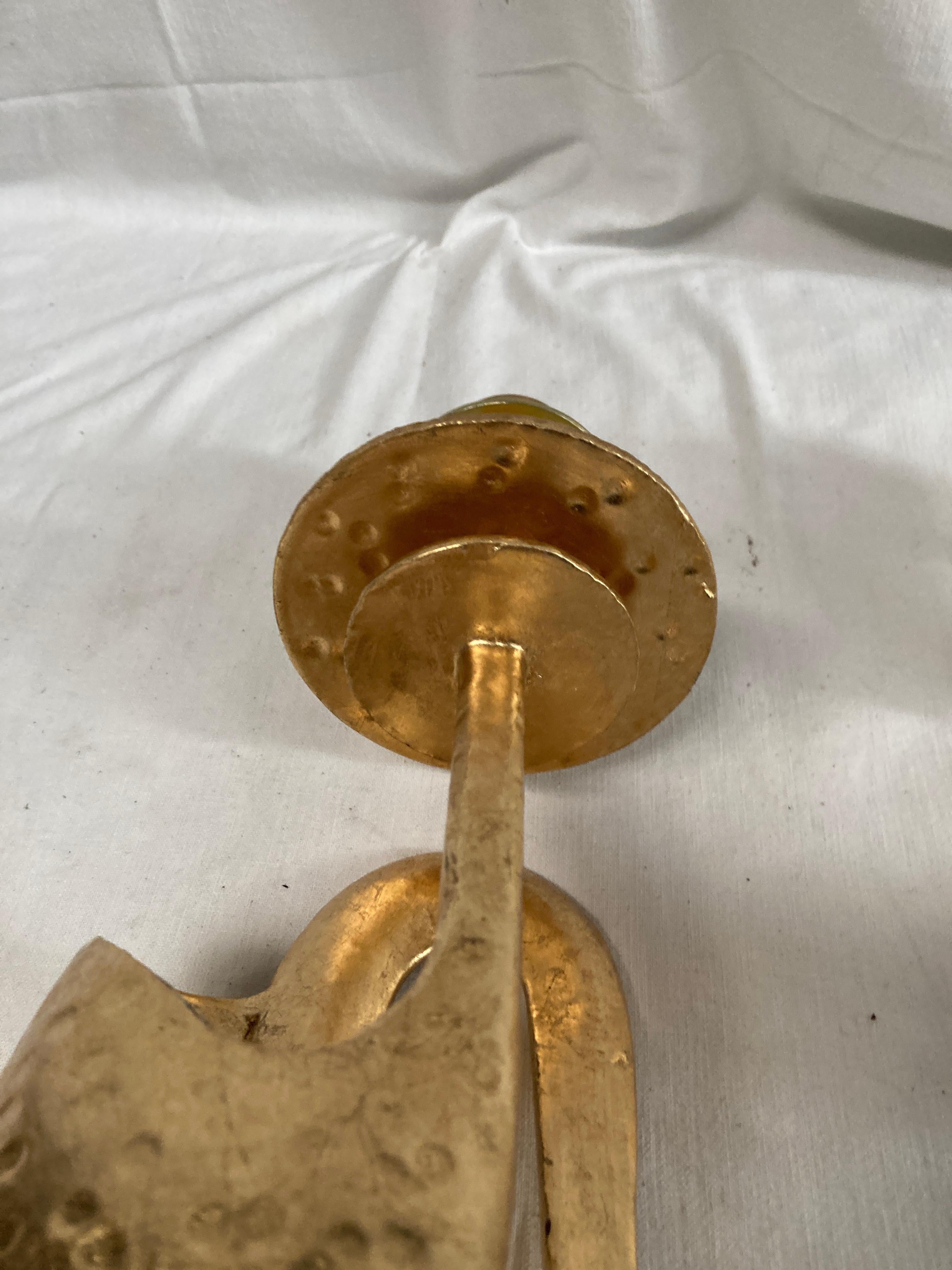 Metal 1970's brutalist gilt metal  sconces For Sale