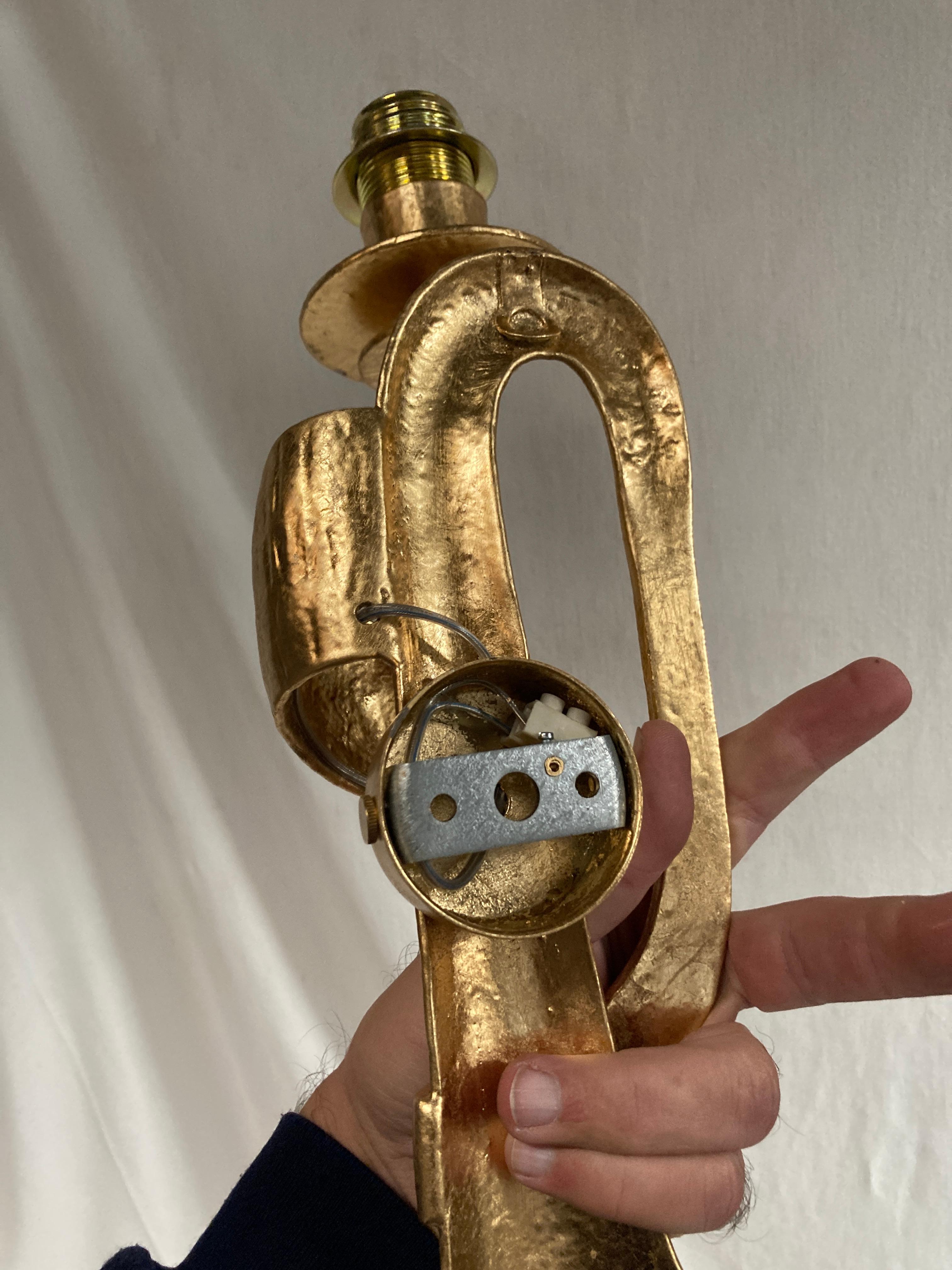 1970's brutalist gilt metal  sconces For Sale 2