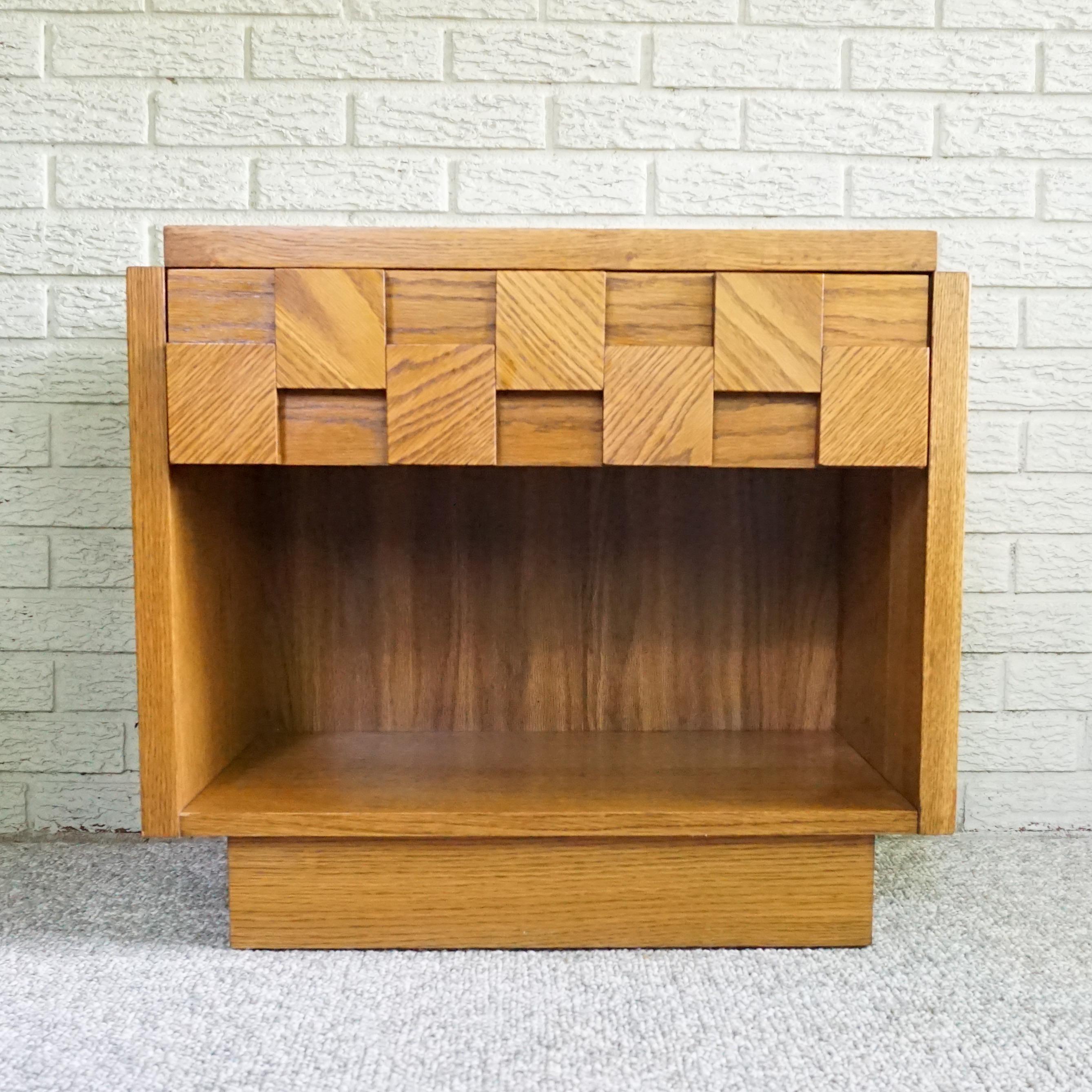 North American 1970s Brutalist Lane Staccato Nightstands with Drawer For Sale