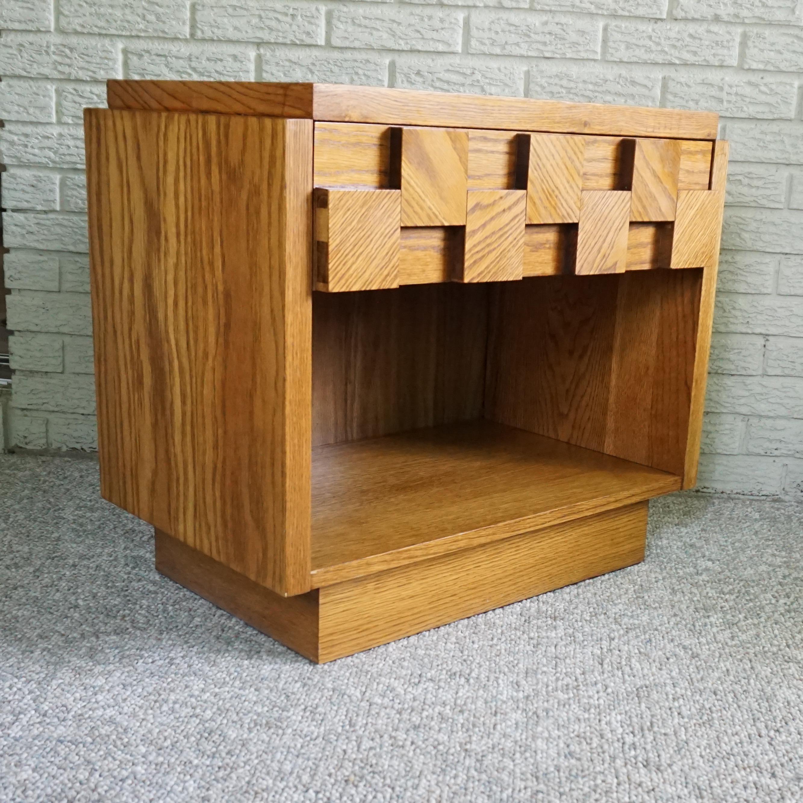 1970s Brutalist Lane Staccato Nightstands with Drawer For Sale 2