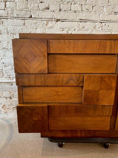1970s Brutalist Lane Staccato Solid Wood Dresser