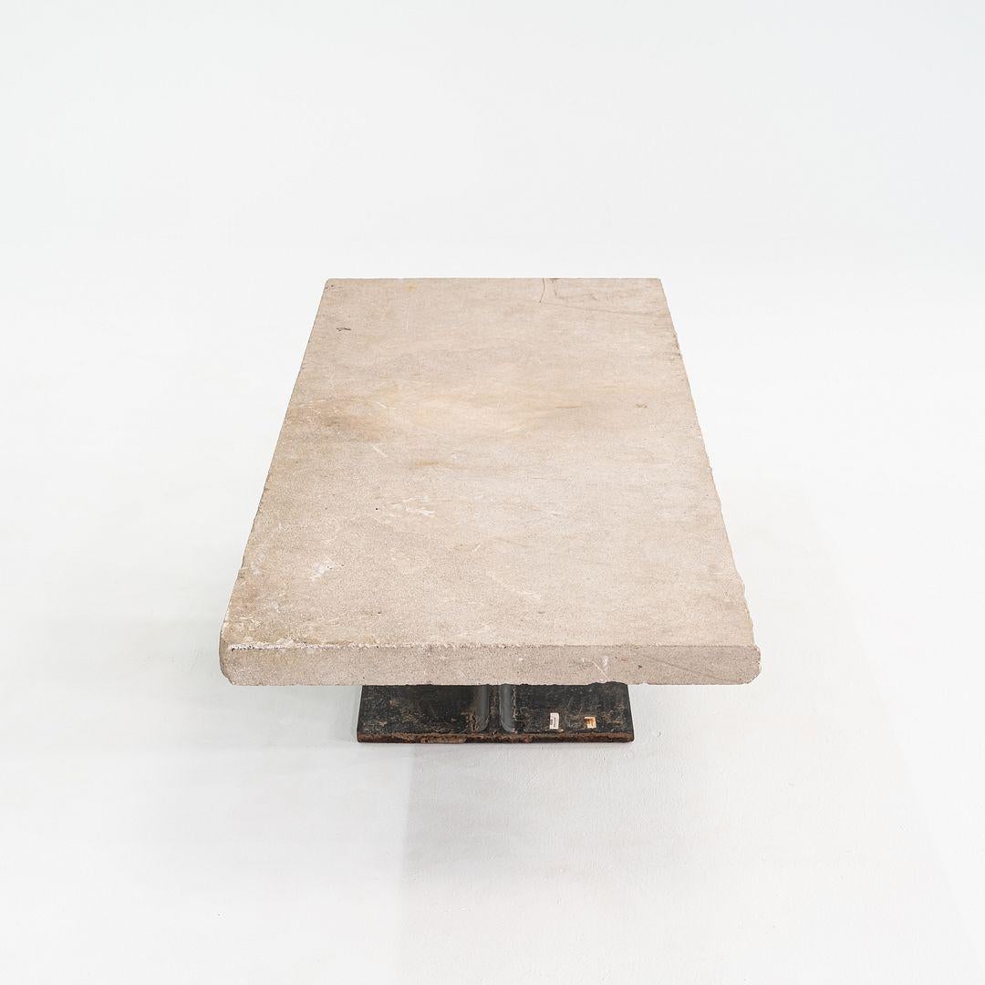 Steel 1970s Brutalist Limestone Coffee Table by Don Powell and Robert Kleinschmidt For Sale