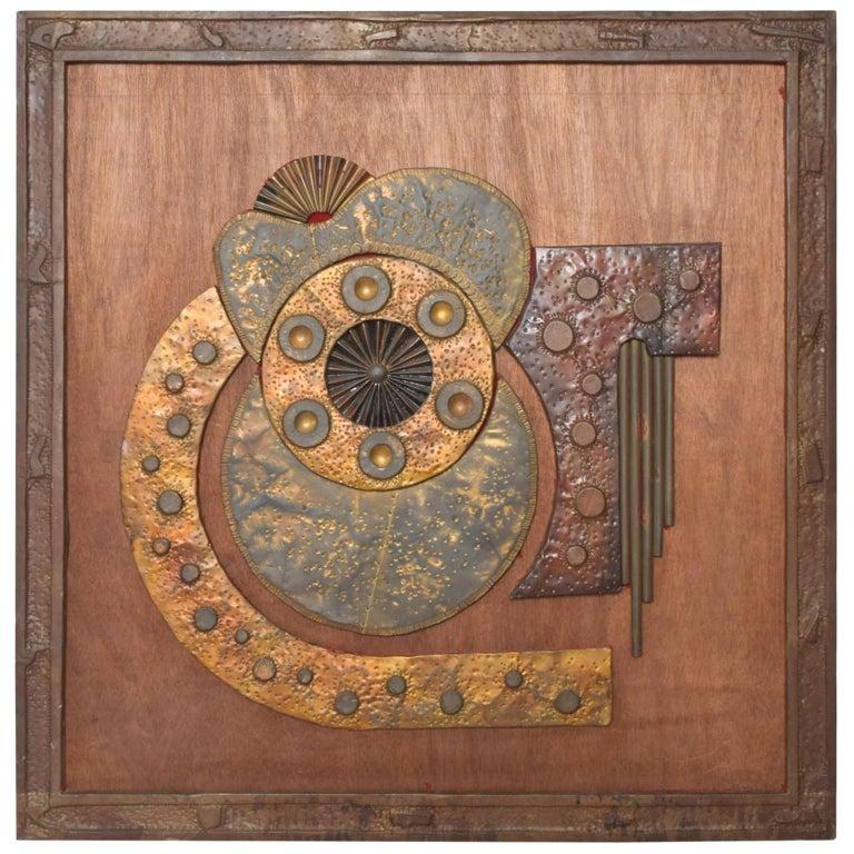 1970s Brutalist Metal Wall Art Abstract Sculpture For Sale 6