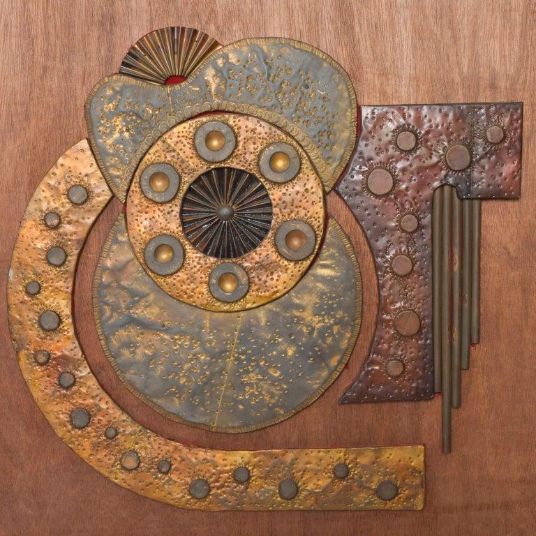 1970s Brutalist Metal Wall Art Abstract Sculpture In Good Condition For Sale In Chula Vista, CA