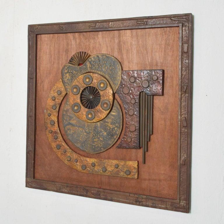 1970s Brutalist Metal Wall Art Abstract Sculpture For Sale 1