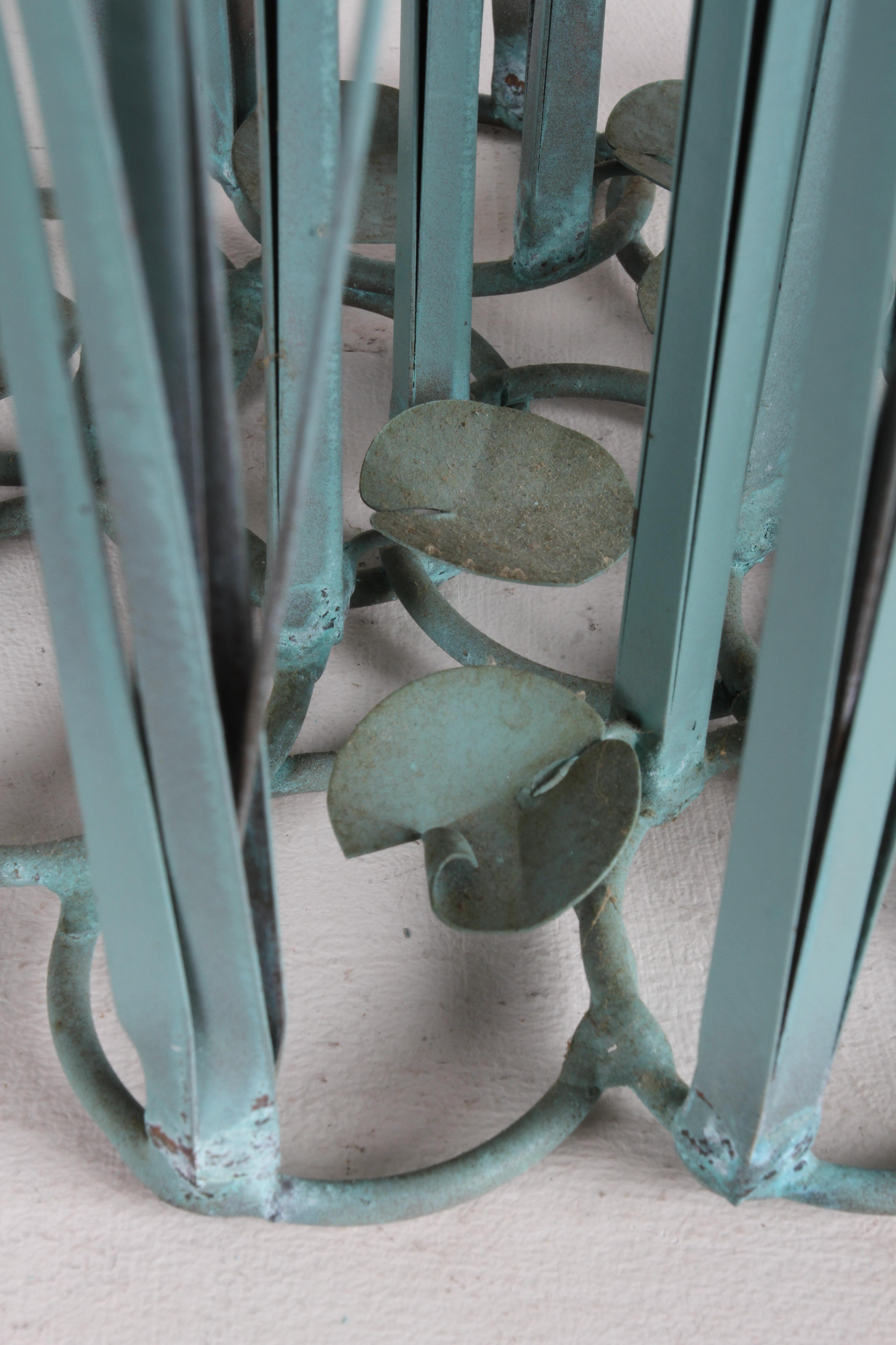 1970s Brutalist Mid-Century Patinated Bronze & Copper Cattail Kinetic Sculpture In Good Condition In St. Louis, MO