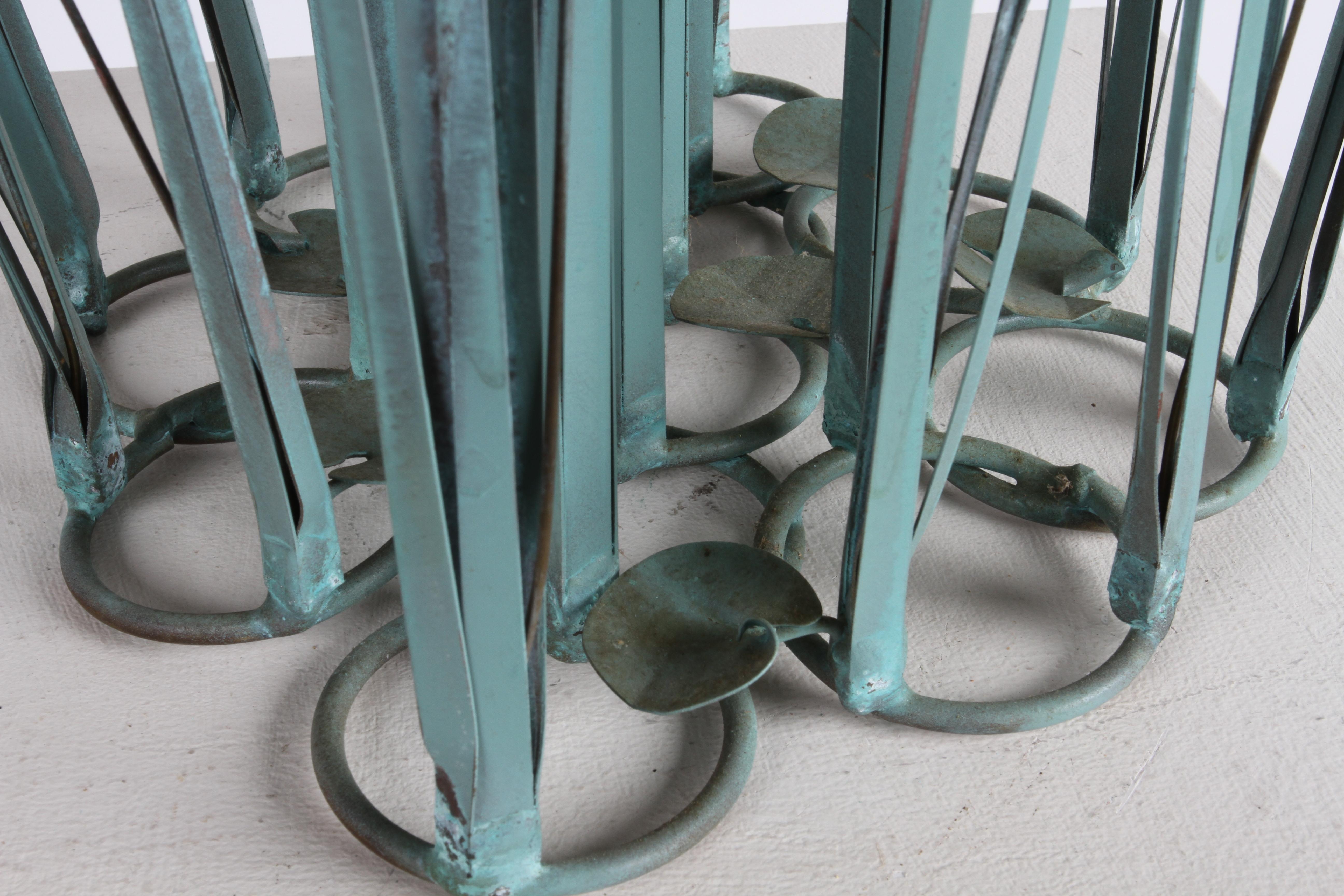 1970s Brutalist Mid-Century Patinated Bronze & Copper Cattail Kinetic Sculpture 1