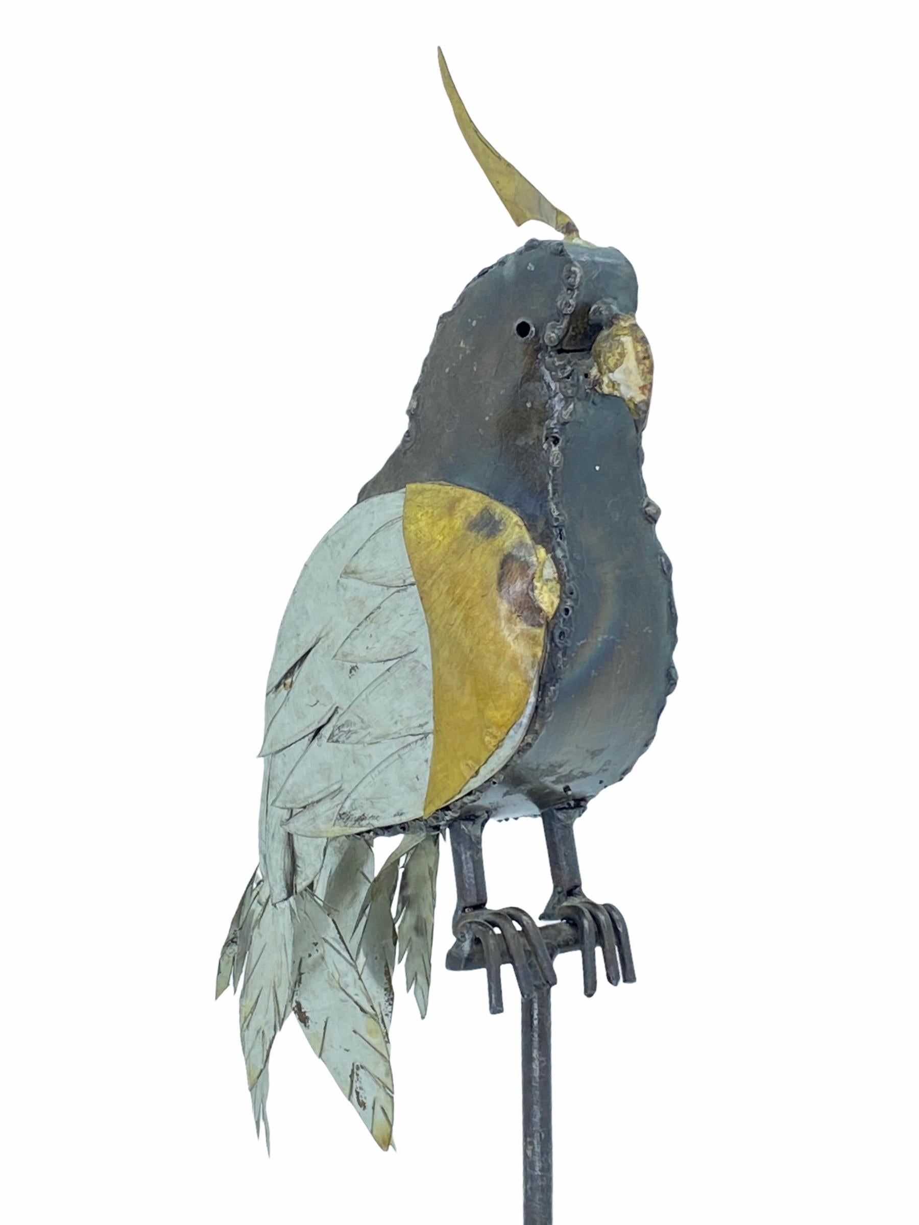 1970s Brutalist Mixed Metal Parrot Sculpture in the Style of Sergio Bustamante In Good Condition In Nuernberg, DE