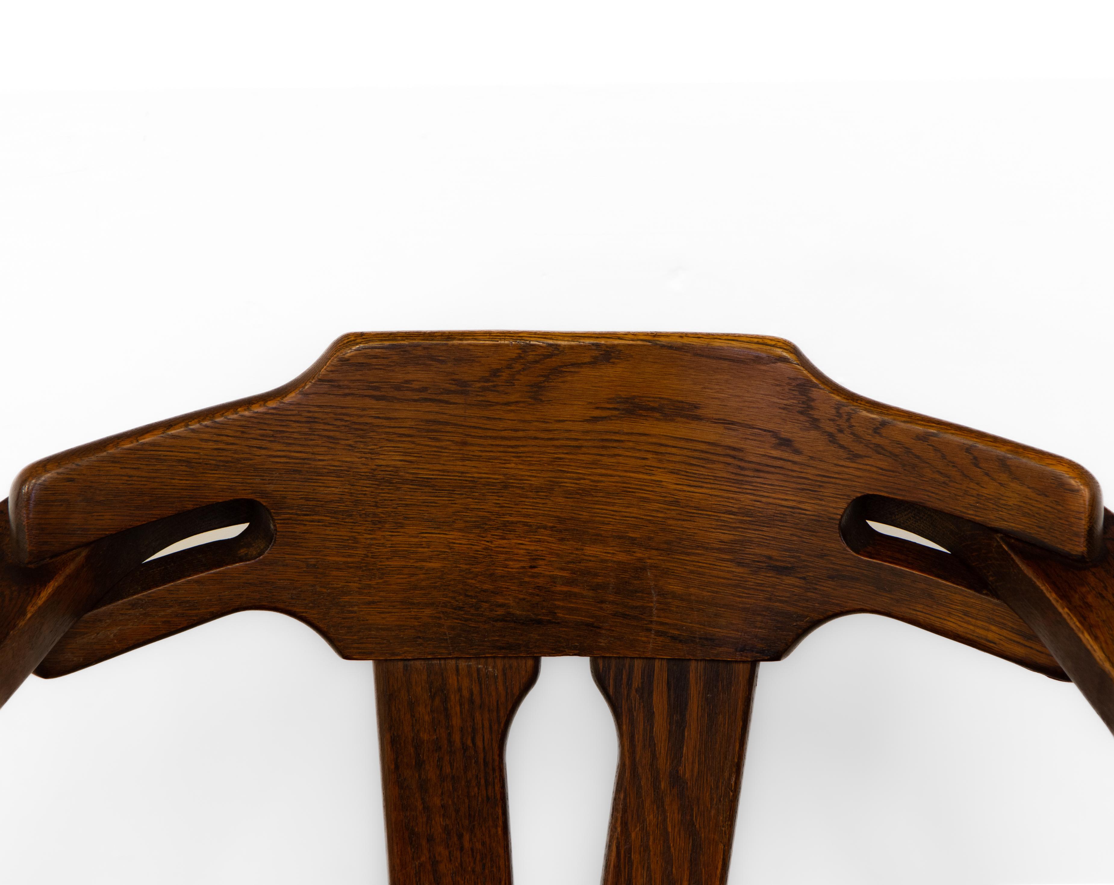 1970s Brutalist Oak Side Desk Chair For Sale 8