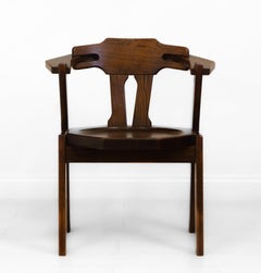 1970s Brutalist Oak Side Desk Chair