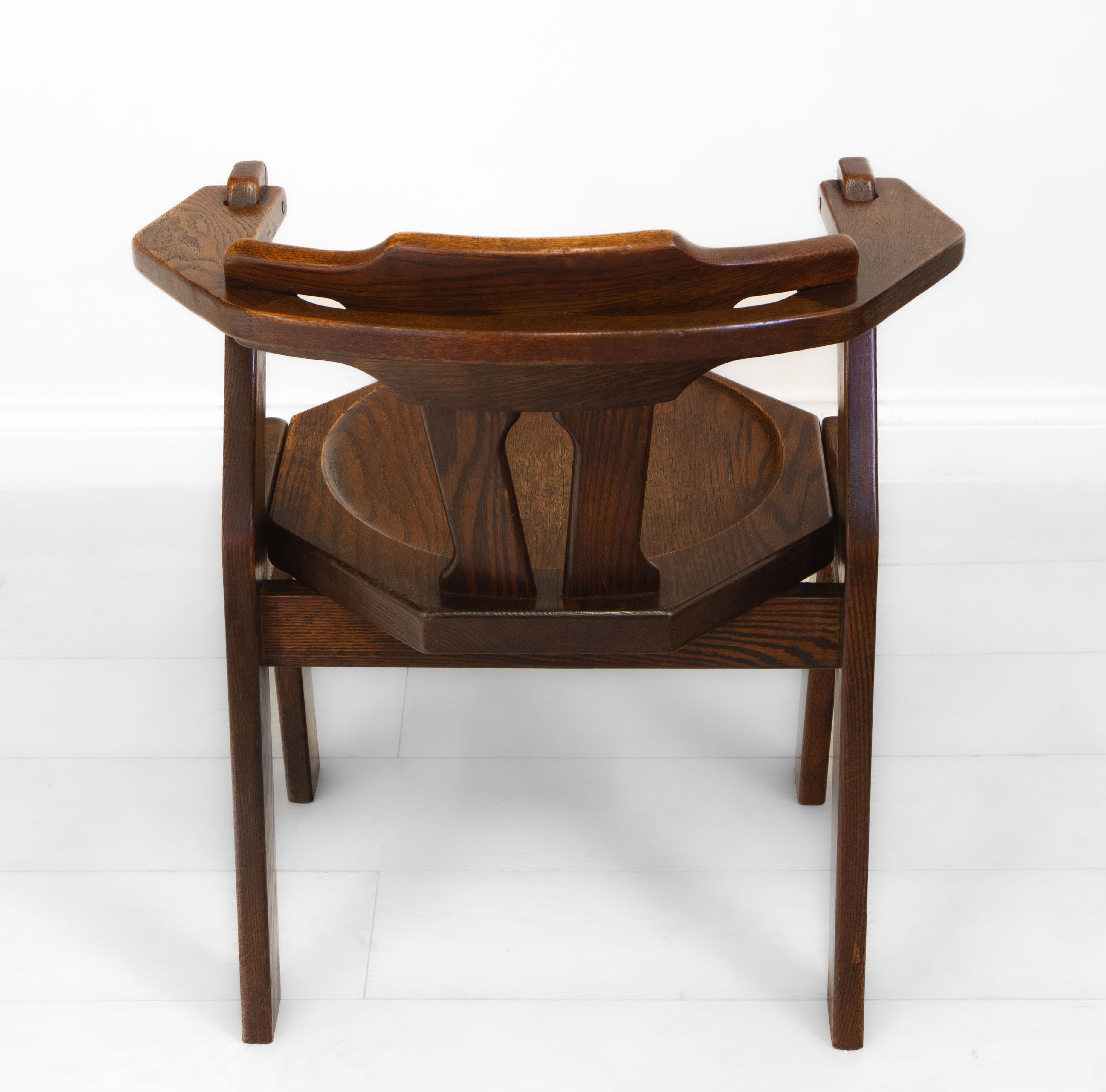 20th Century 1970s Brutalist Oak Side Desk Chair For Sale