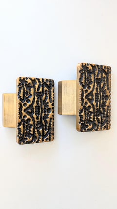 1970s Brutalist Pair of Bronze Push Ans Pull Door Handles