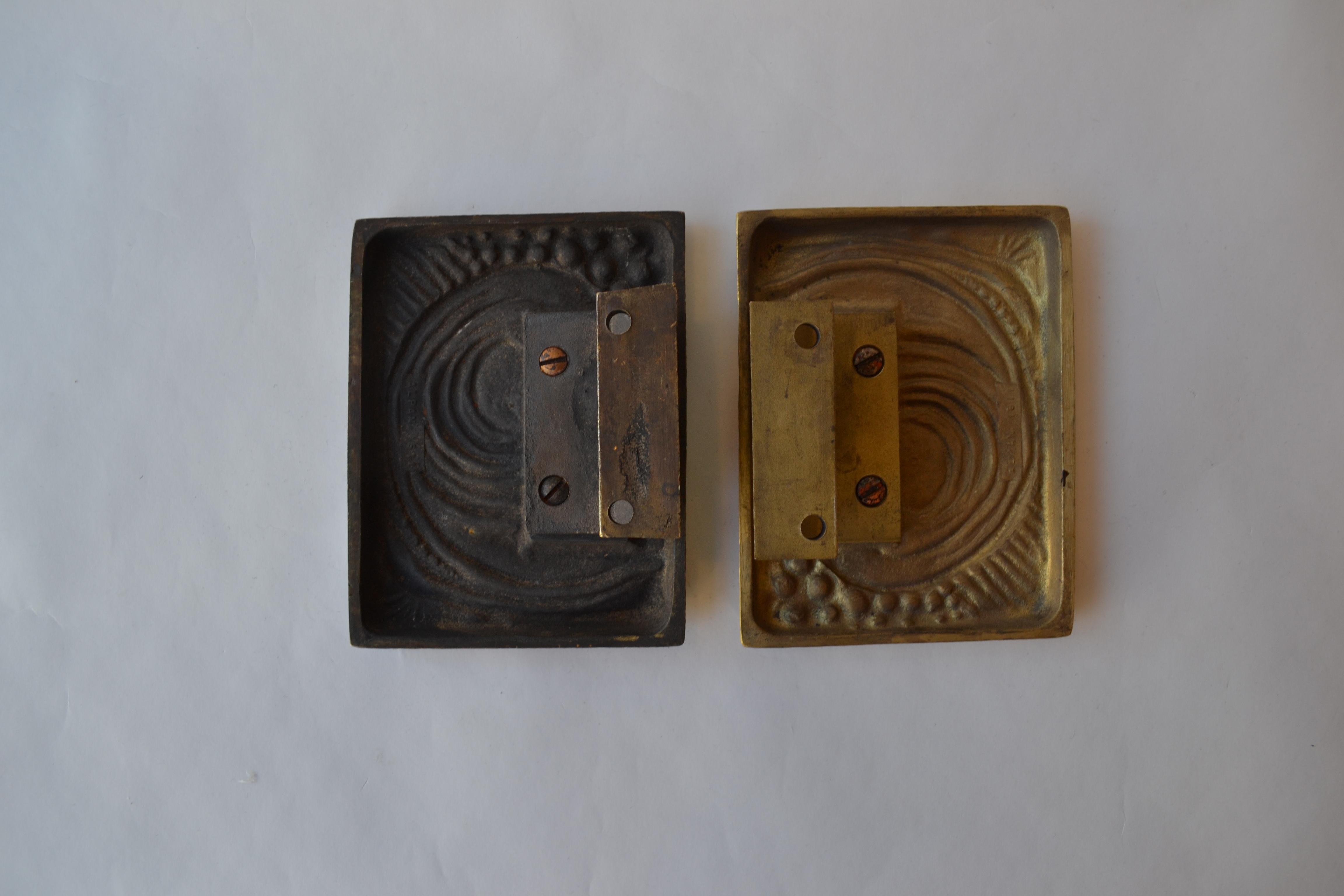 1970s Brutalist Pair of Bronze Push and Pull Door Handles with Abstract Relief 8