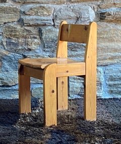 1970's Brutalist solid pine wood chair by Ate Van Apeldoorn, Netherlands