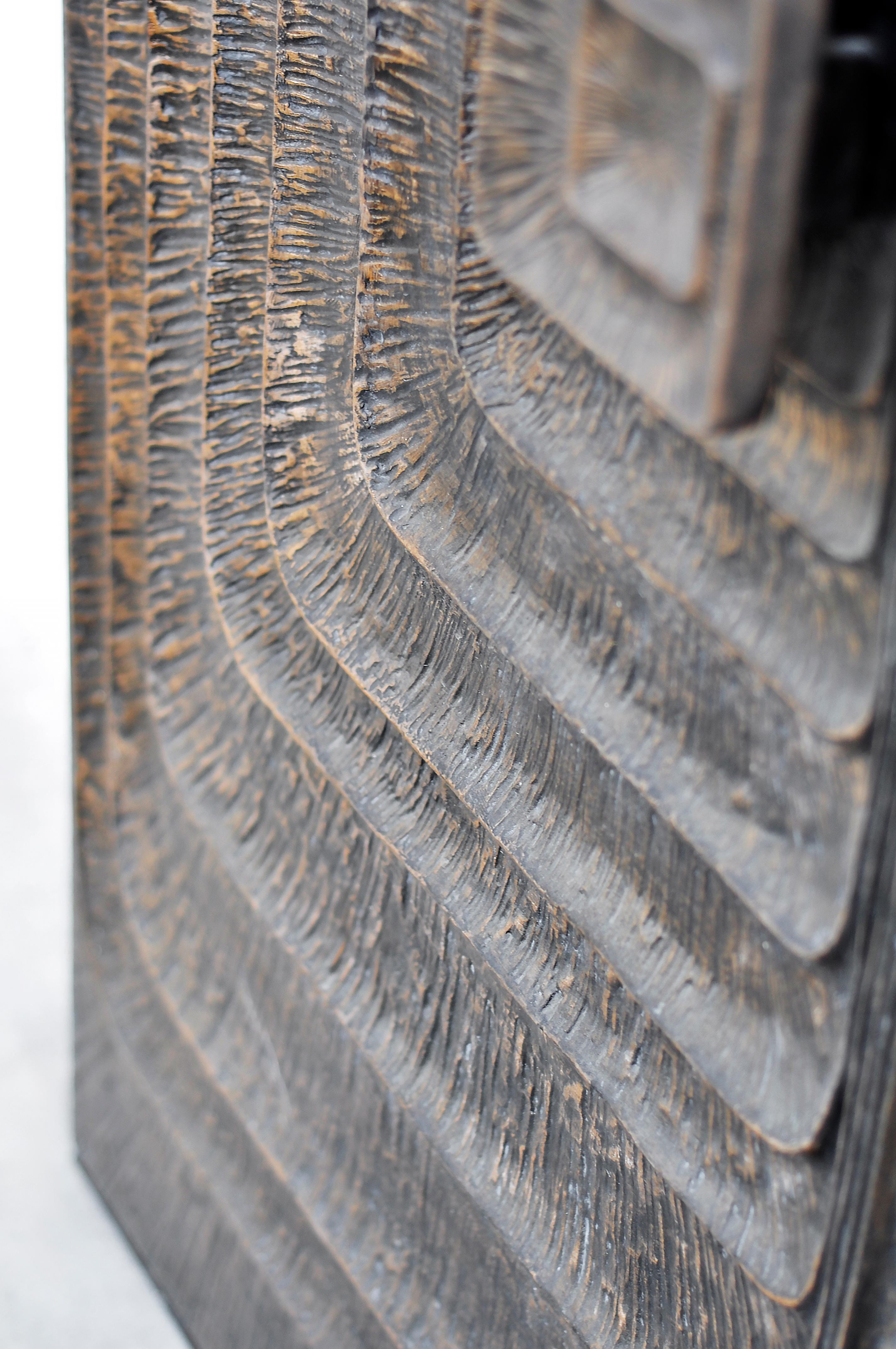 1970s Brutalist Sculptural Metal Door with Geometric Relief 6