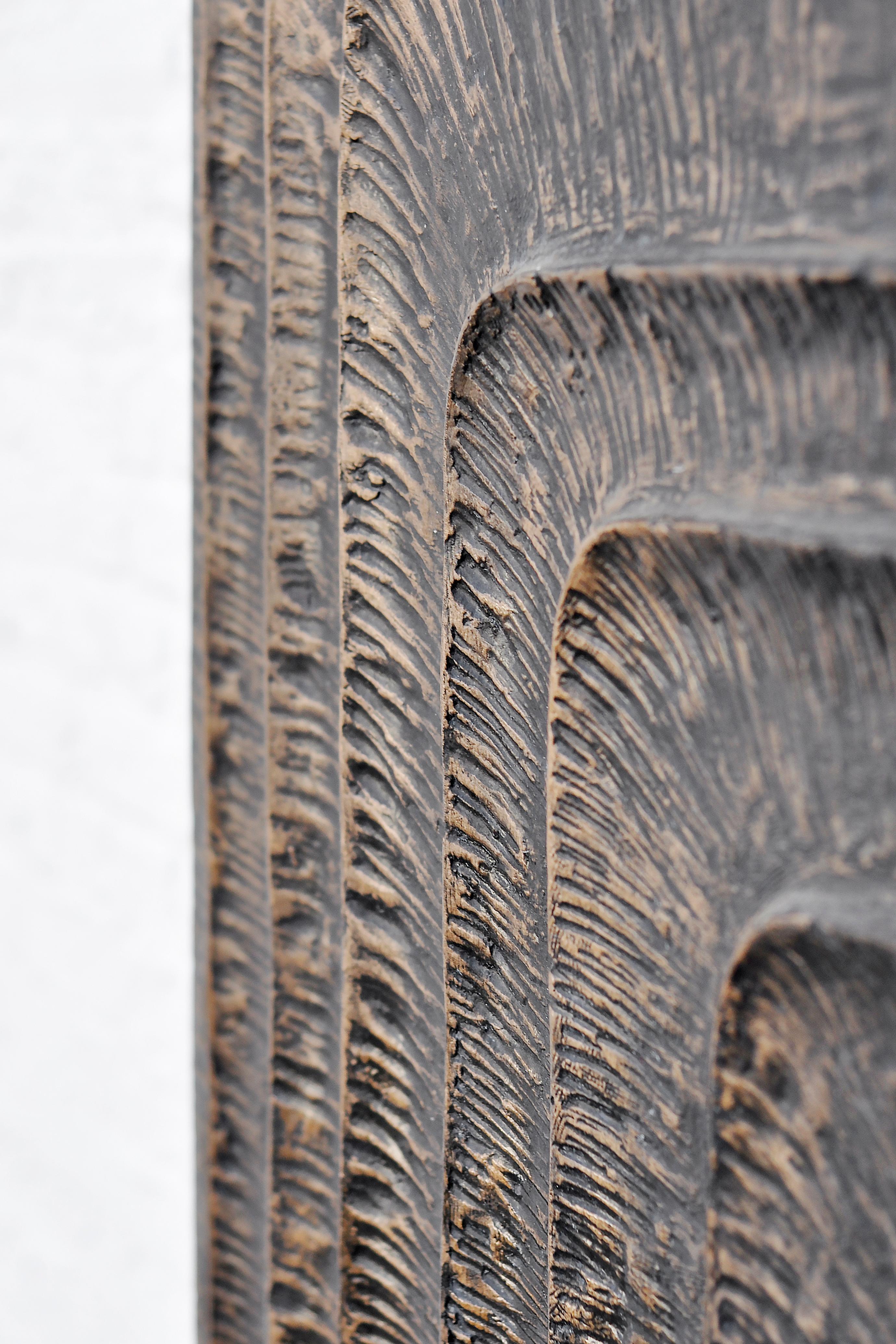 1970s Brutalist Sculptural Metal Door with Geometric Relief 7