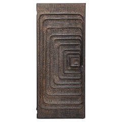 1970s Brutalist Sculptural Metal Door with Geometric Relief