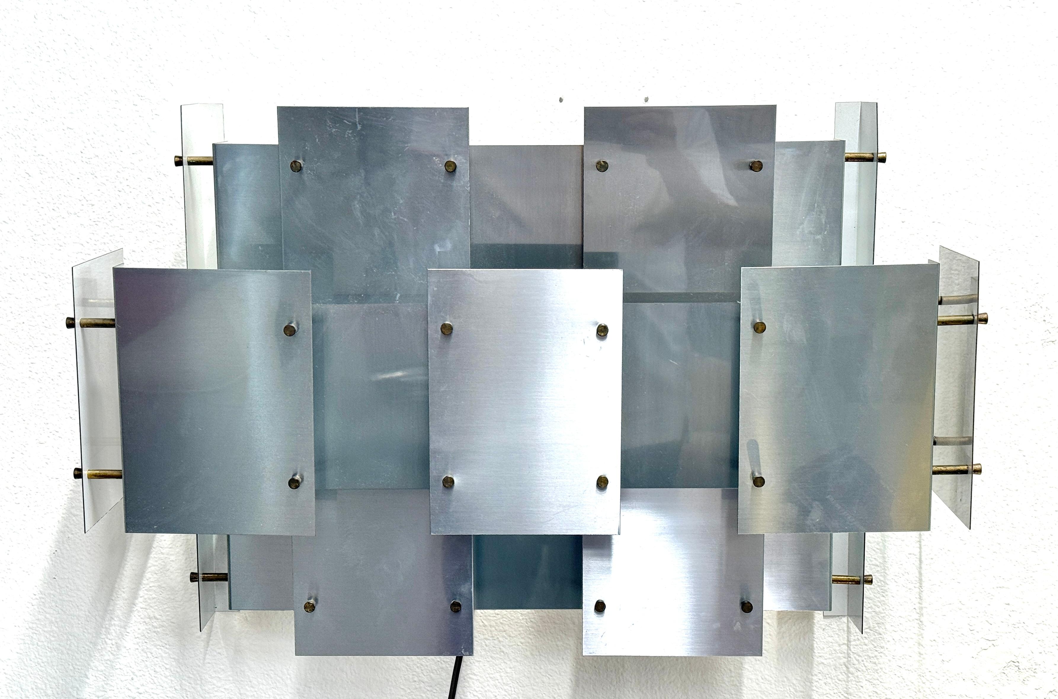 Hand-Crafted 1970’s Brutalist Sonneman Cityscape Sconce For Sale