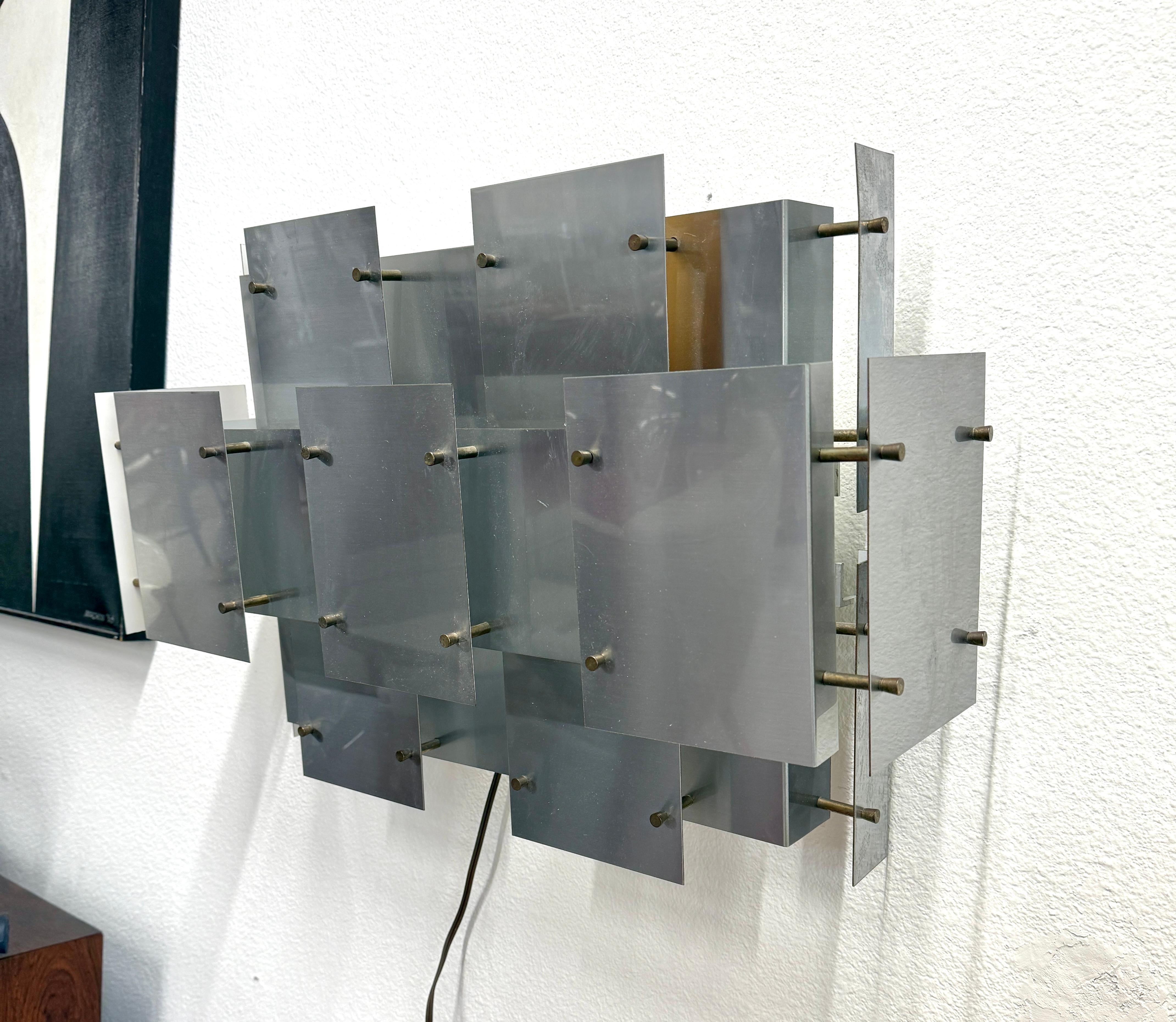 Late 20th Century 1970’s Brutalist Sonneman Cityscape Sconce For Sale