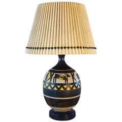 1970s Brutalist Style Aztec Ceramic Table Lamp