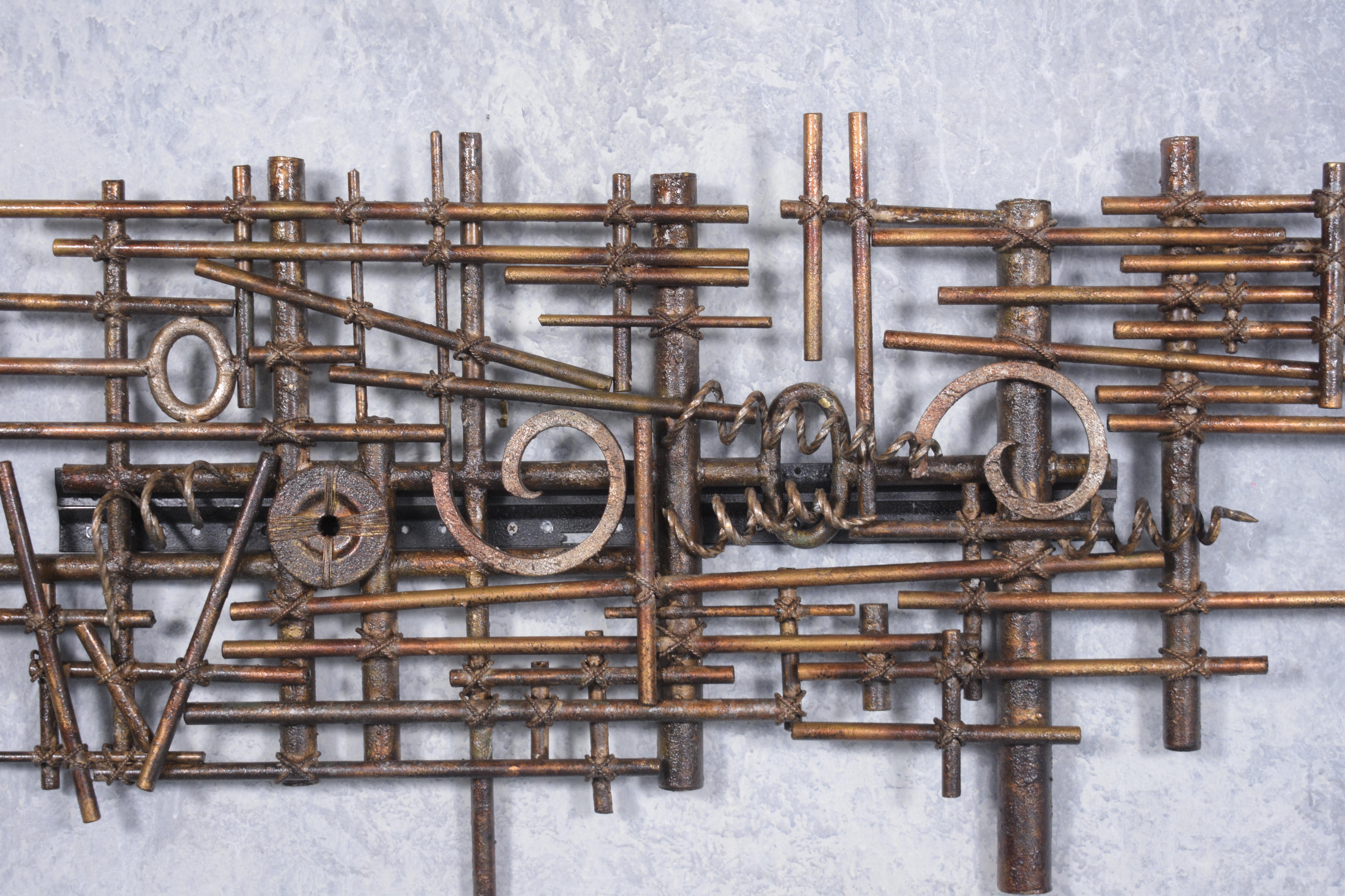 1970s Brutalist-Style Metal Wall Sculpture: A Bold Statement Piece For Sale 4