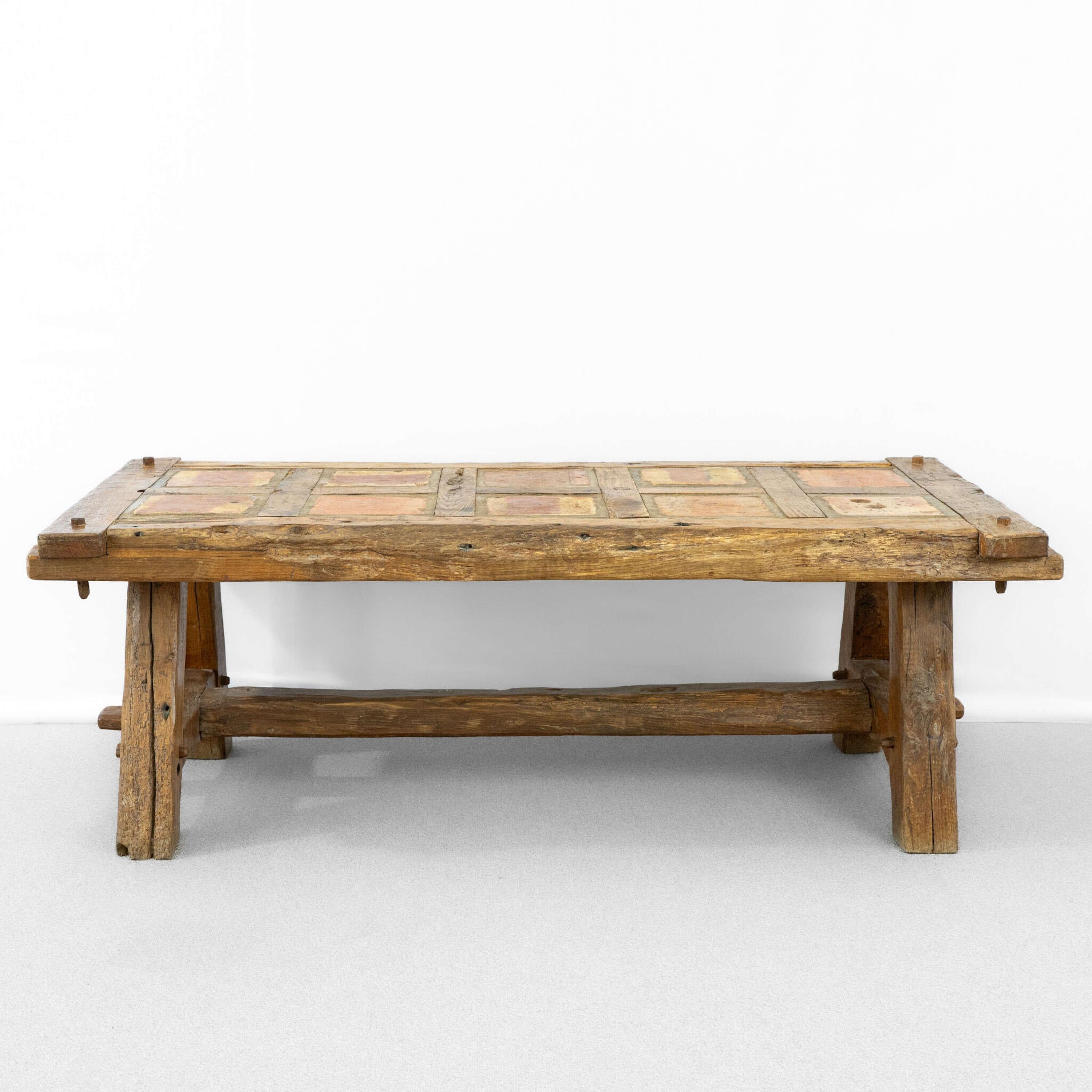 Hand-Carved 1970’s Brutalist Tile Coffee Table by Maison De Tonge For Sale