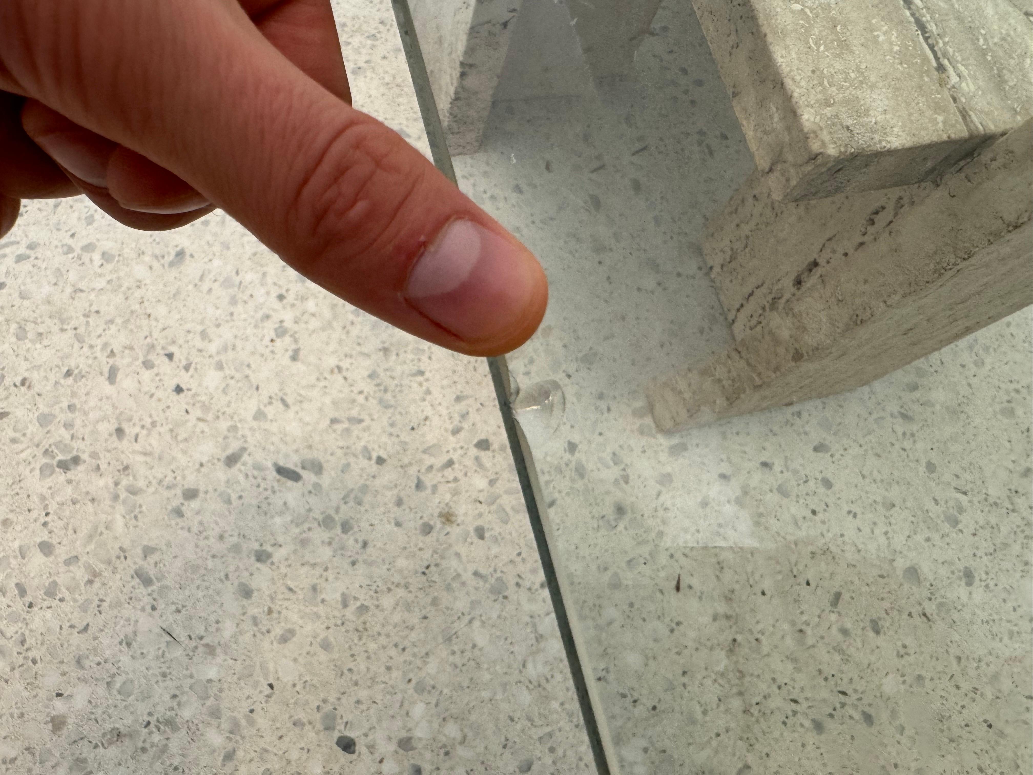 1970s Brutalist Travertine and Glass Coffee Table by Willy Ballez, Belgium For Sale 3