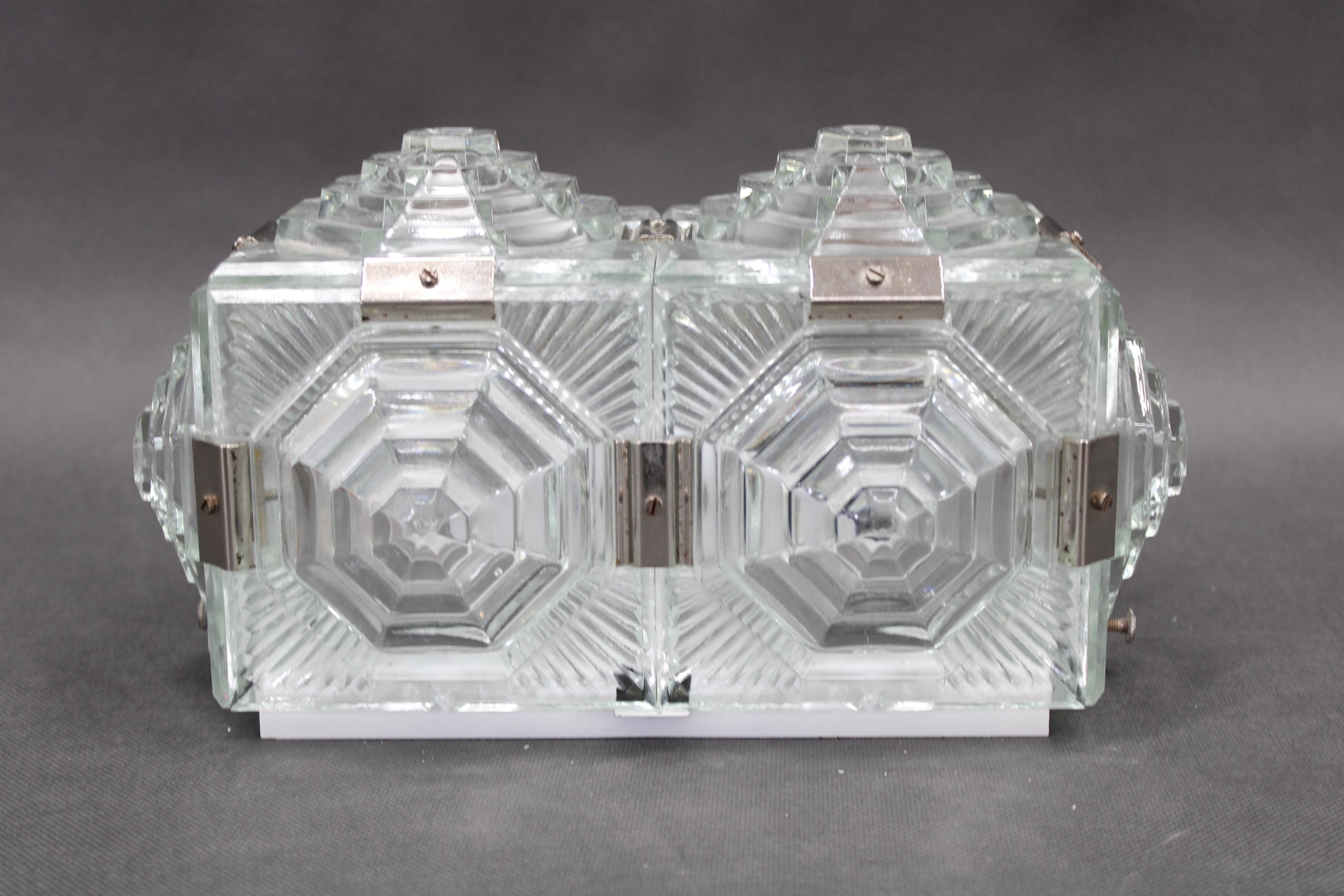 1970s Brutalist Wall Glass Light by Kamenicky Senov, Czechoslovakia For Sale 9