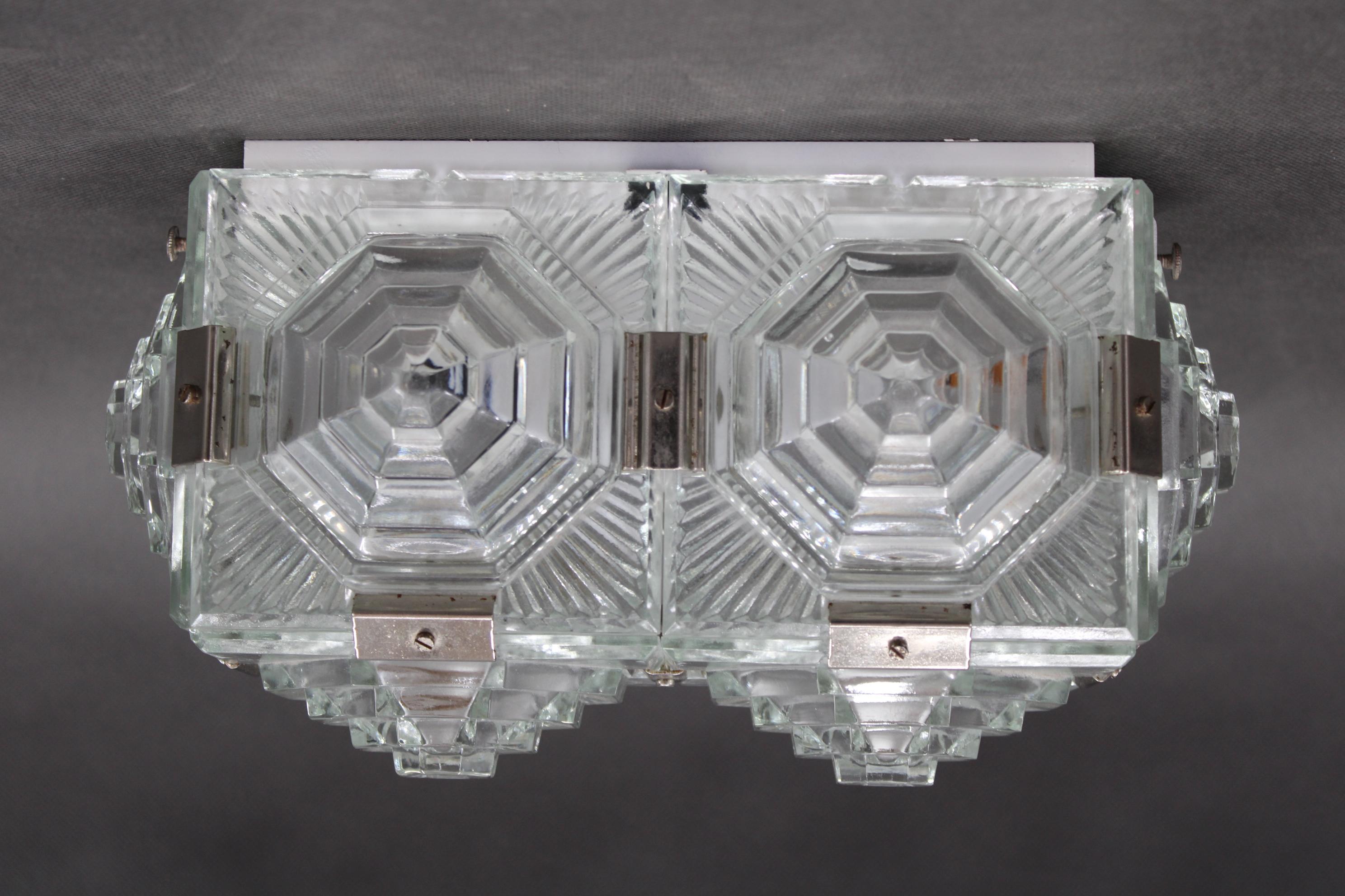 1970s Brutalist Wall Glass Light by Kamenicky Senov, Czechoslovakia In Good Condition For Sale In Praha, CZ