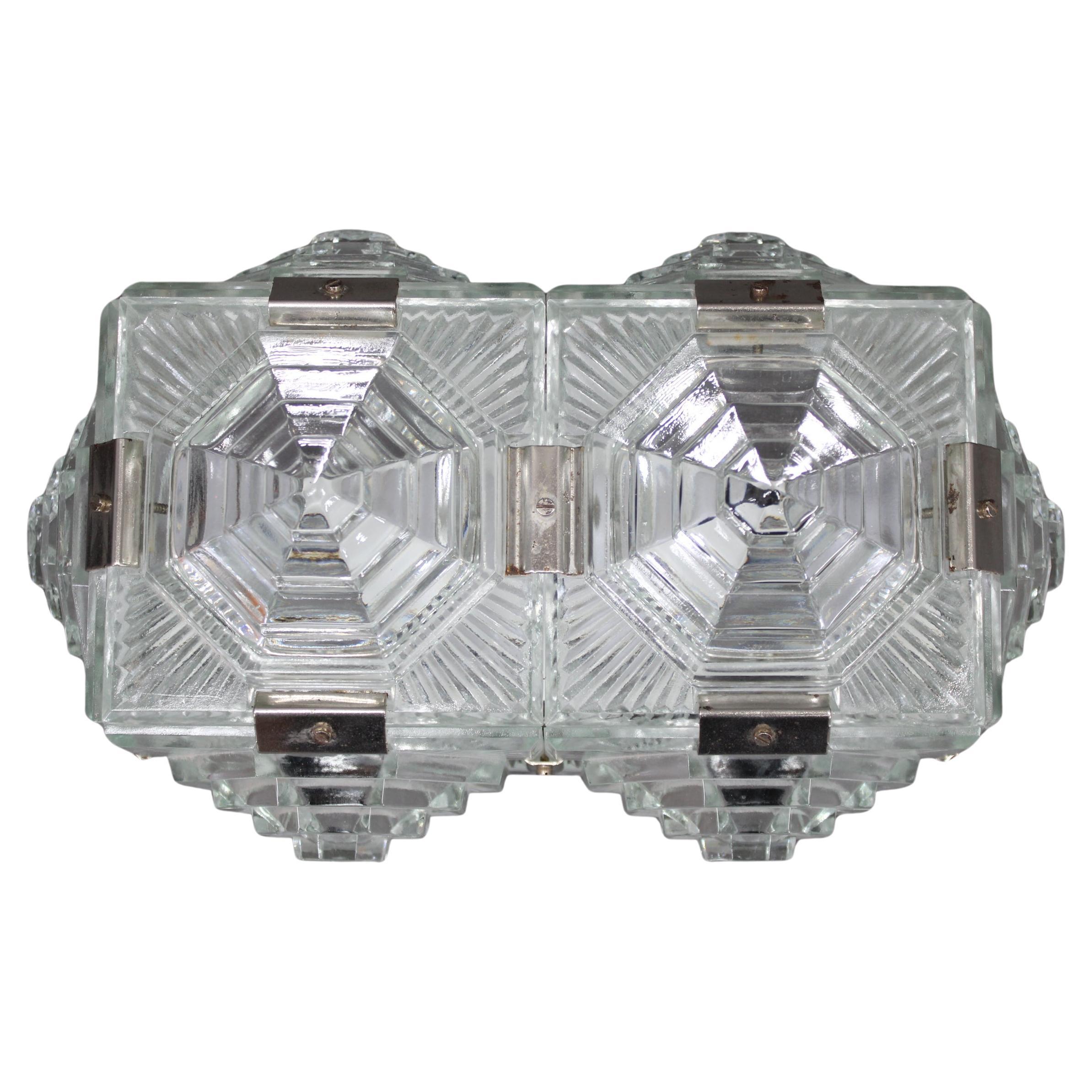 1970s Brutalist Wall Glass Light by Kamenicky Senov, Czechoslovakia