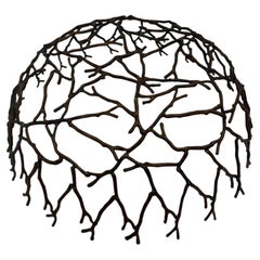 Cesta decorativa para fruta de bronce soldado, de estilo brutalista, de los años 70