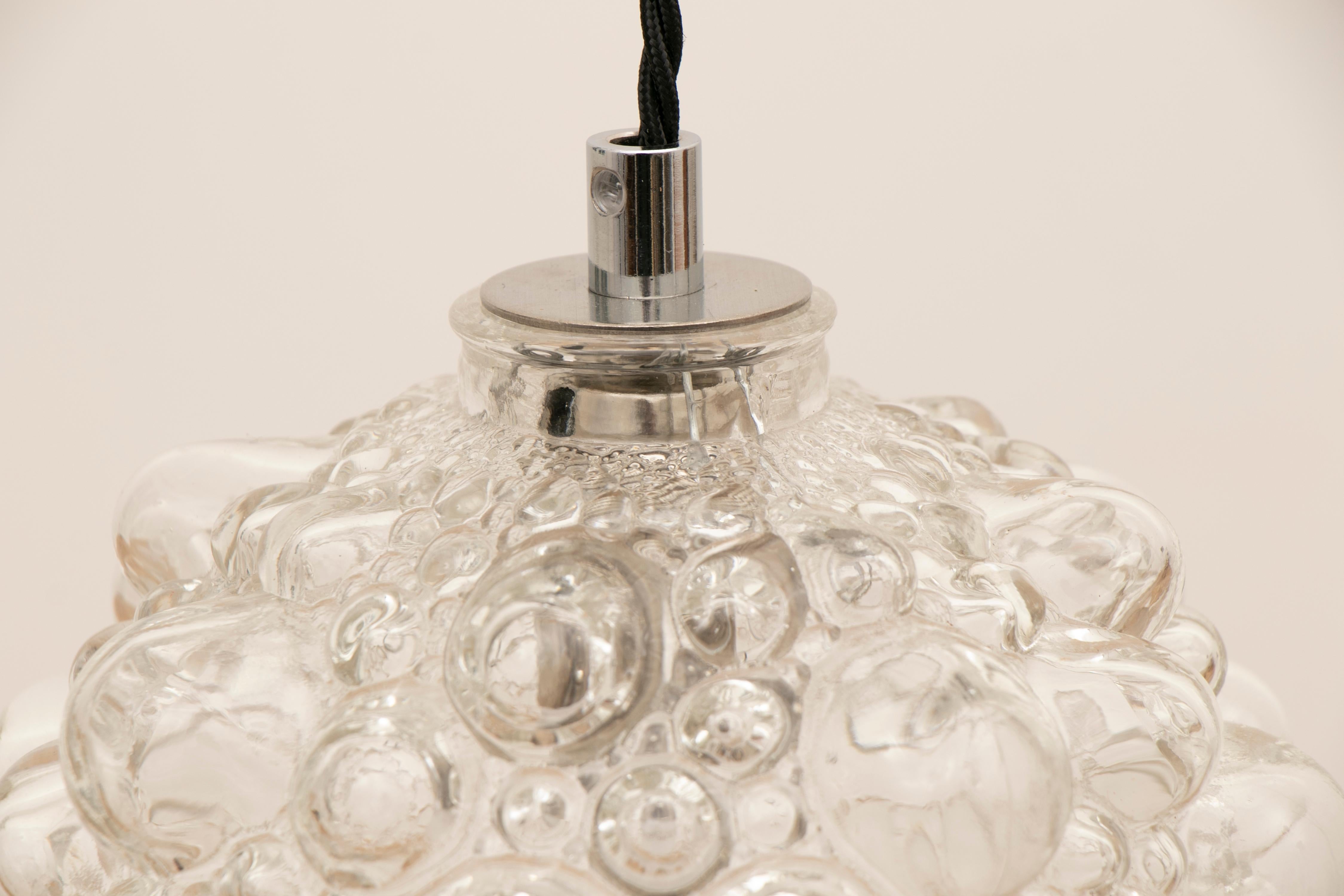 Mid-Century Modern 1970s Bubble Glass Pendant Light by Helena Tynell for Glashütte Limburg