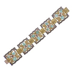 1970s Buccellati Gold Emerald Bracelet