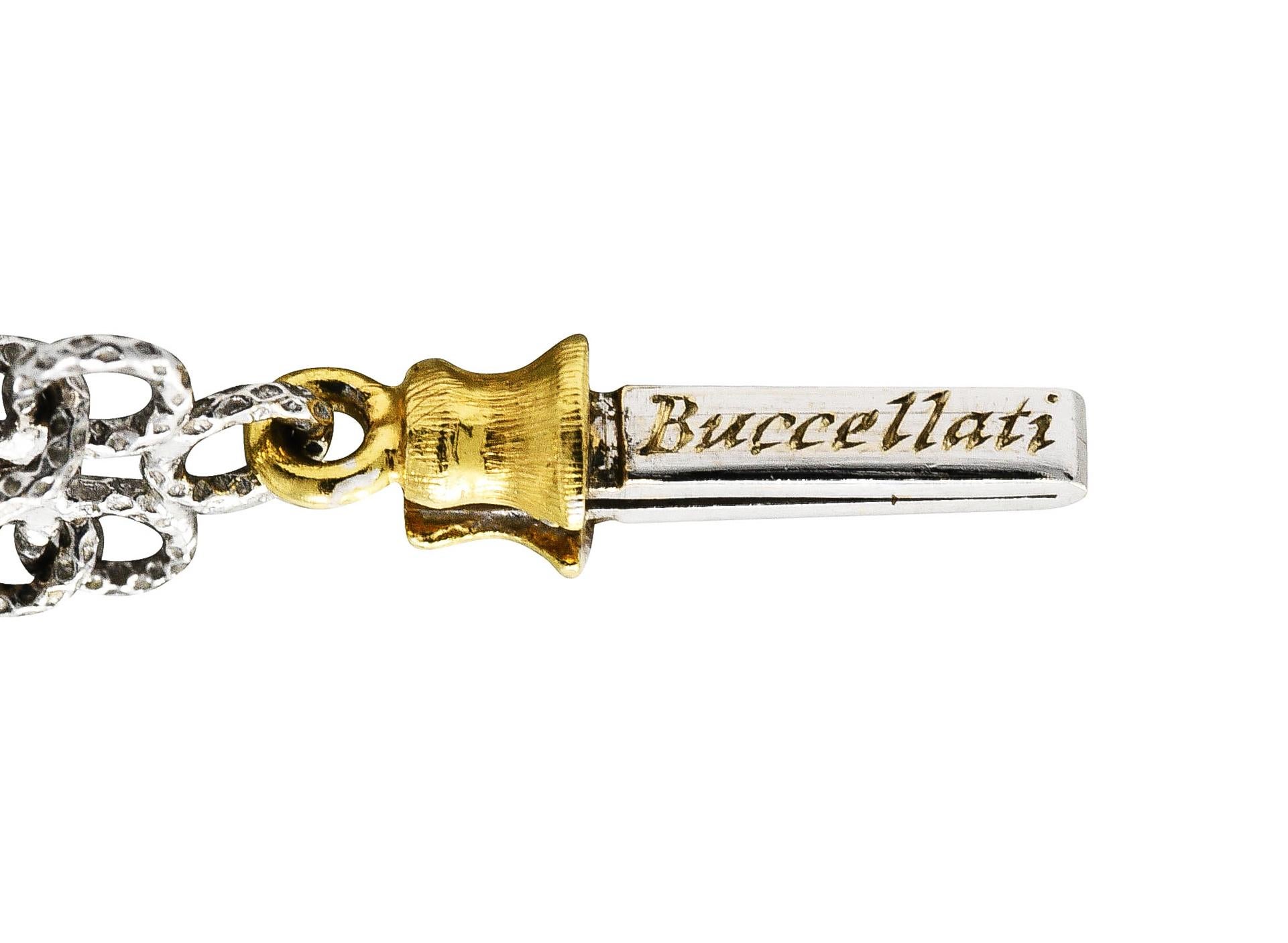 1970er Jahre Buccellati mehrreihige Kette aus 18 Karat zweifarbigem Gold mit Diamanten im Rosenschliff im Angebot 2